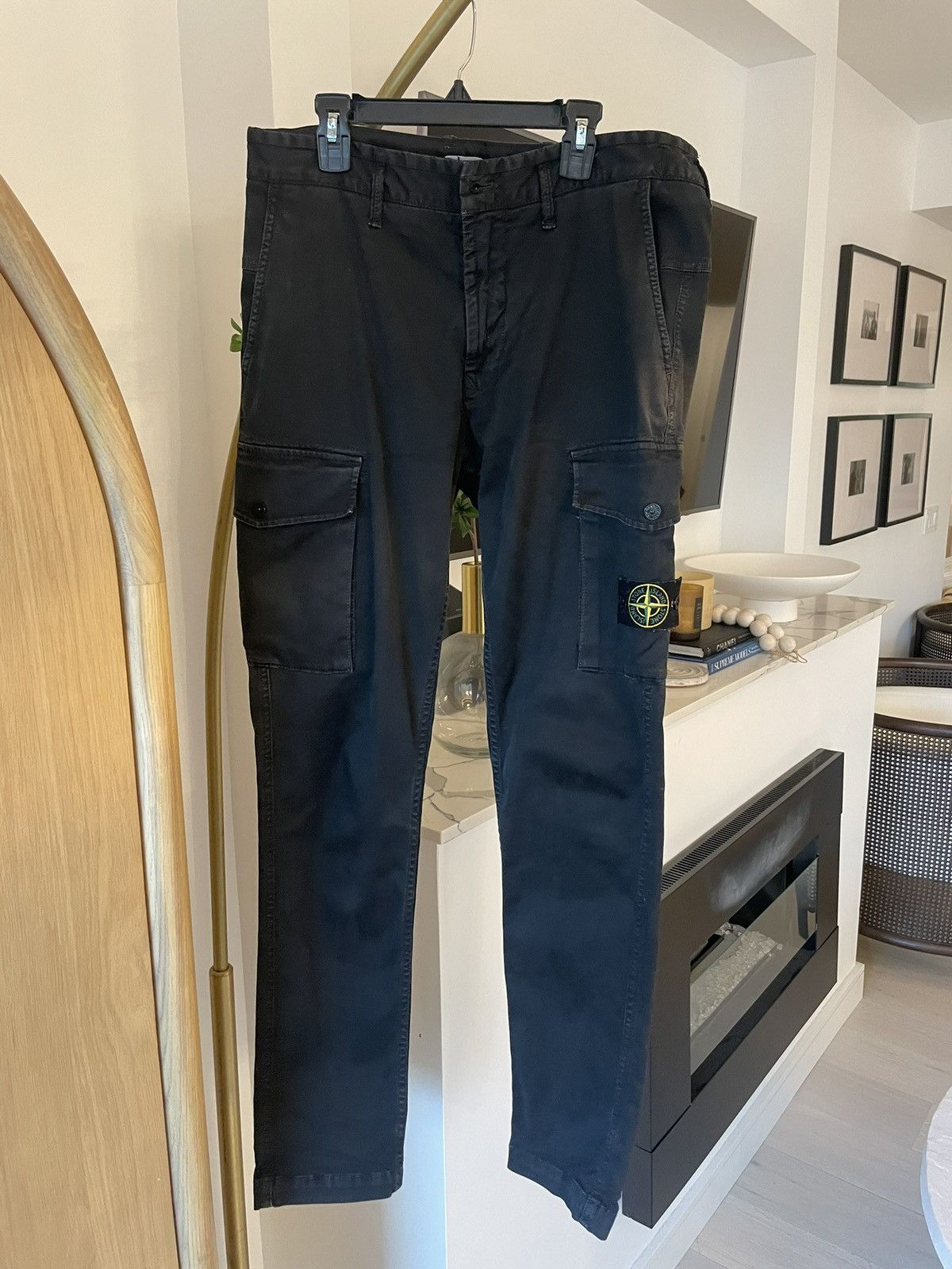 image of Black Stone Island Cargo Pants, Men's (Size 30)