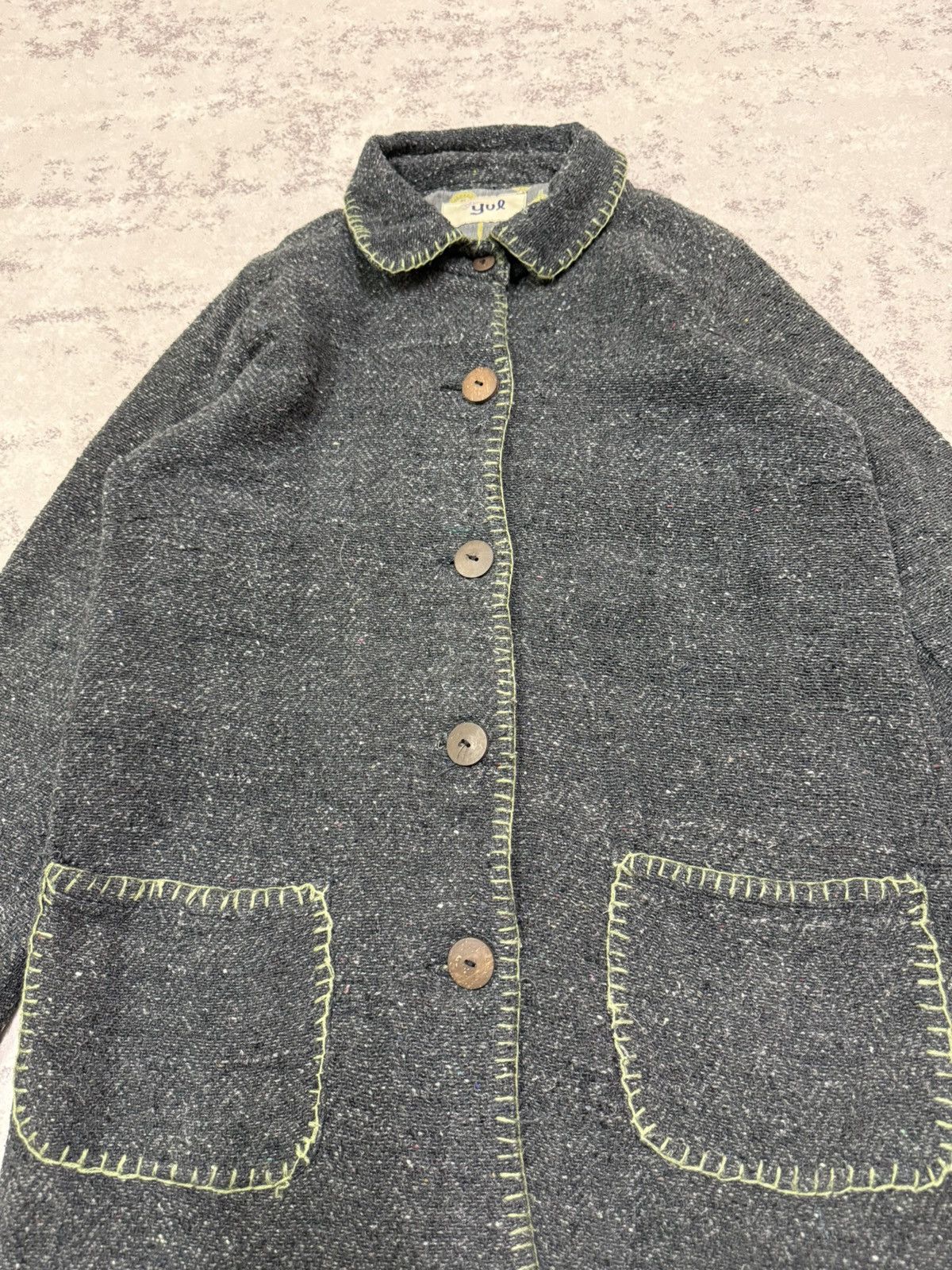 Vintage Yul Women’s Dark Gray Tweeds Coat Jacket Size S / US 4 / IT 40 - 4 Thumbnail