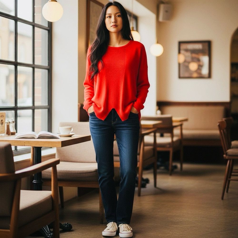 Other Pôles Paris Red Viscose Long Sleeve Knit Sweater Made In Fr Size S / US 4 / IT 40 - 1 Thumbnail