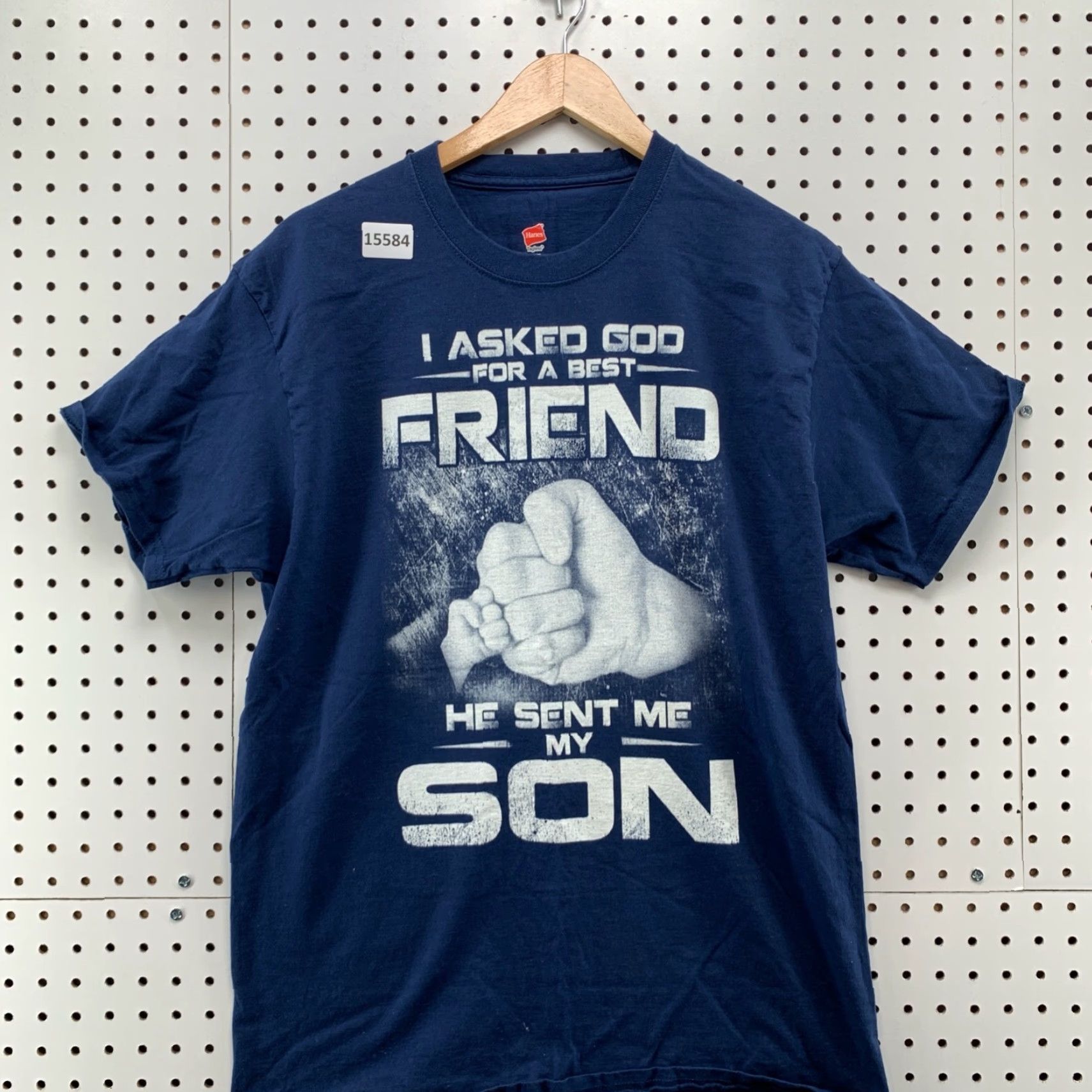 Hanes Religious Dad Shirt Mens Large God Sent Quote Son Short Sleeve Shirt Size US L / EU 52-54 / 3 - 2 Thumbnail