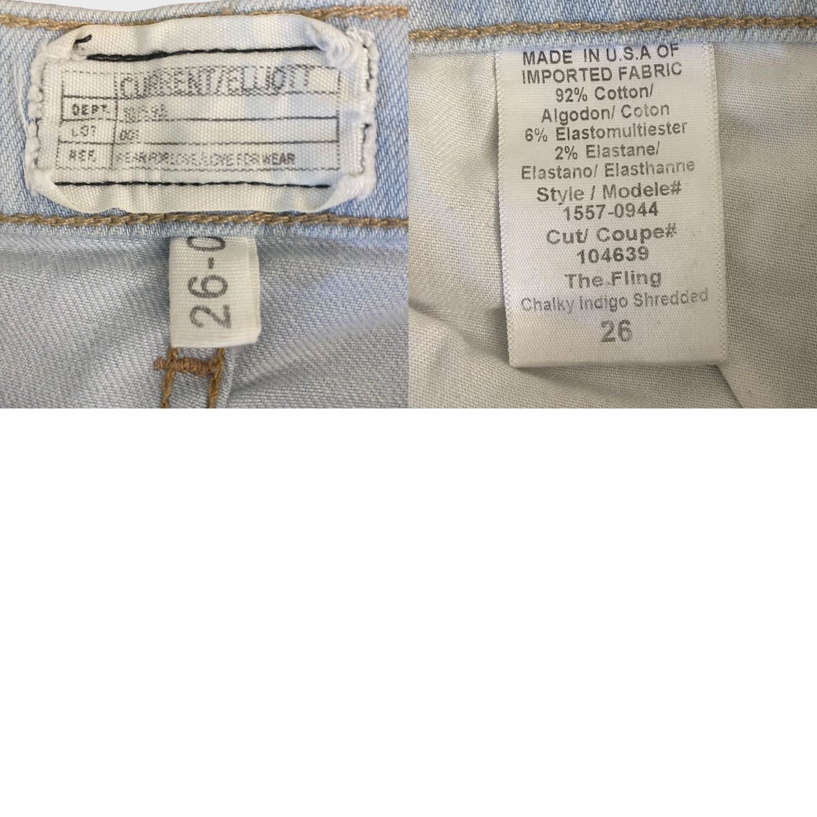 Vintage Current/Elliot The Fling Straight Leg Jeans Distressed Light Denim Women Size 26 Blue Cotton Blend Stretch 5-Pocket Jeans Womens Size 26" / US 2 / IT 38 - 8 Thumbnail
