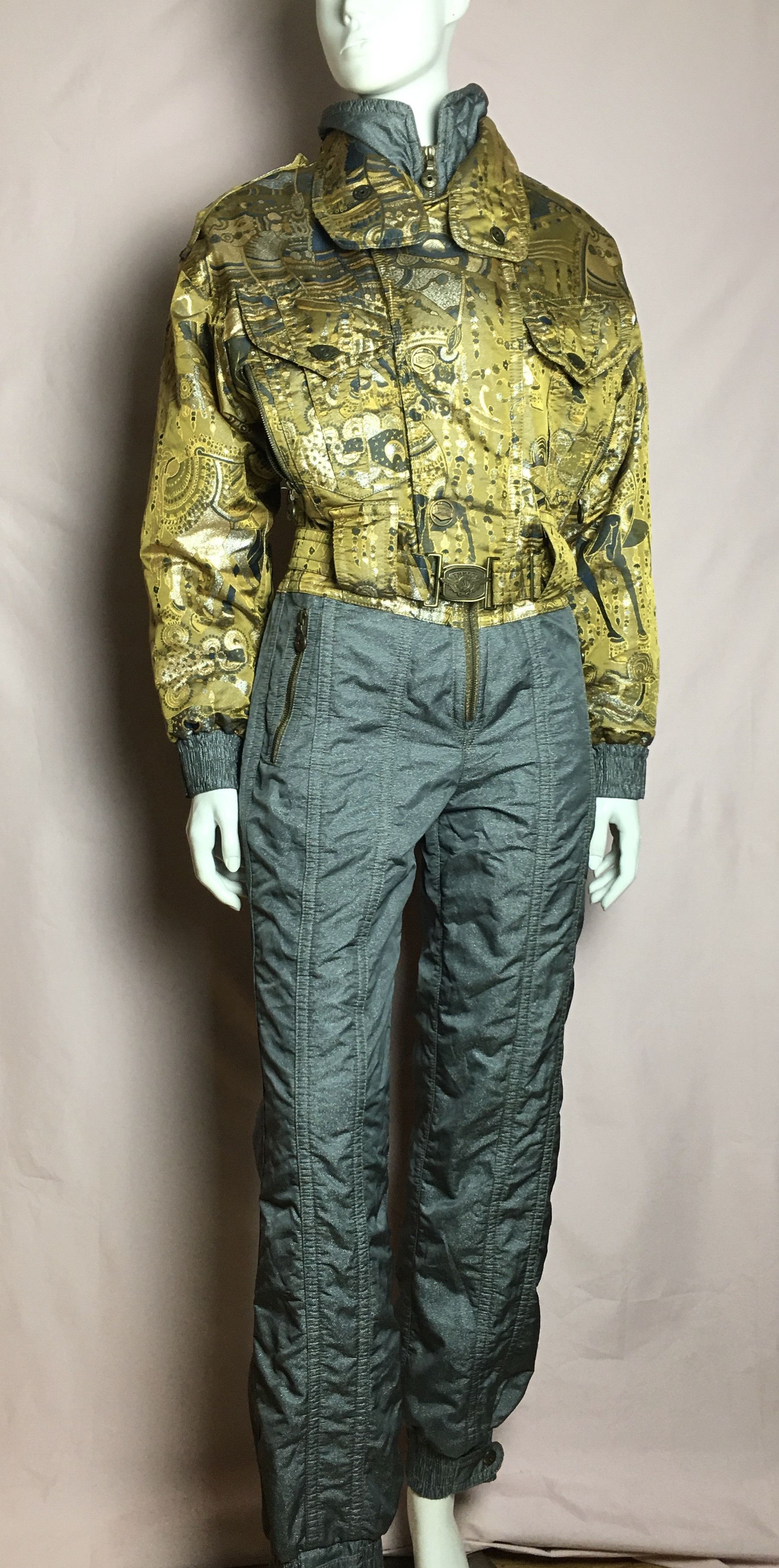 Vintage Rare 80s Vintage EMMEGI Gold One Piece Ski Suit Size 27" / US 4 / IT 40 - 1 Thumbnail