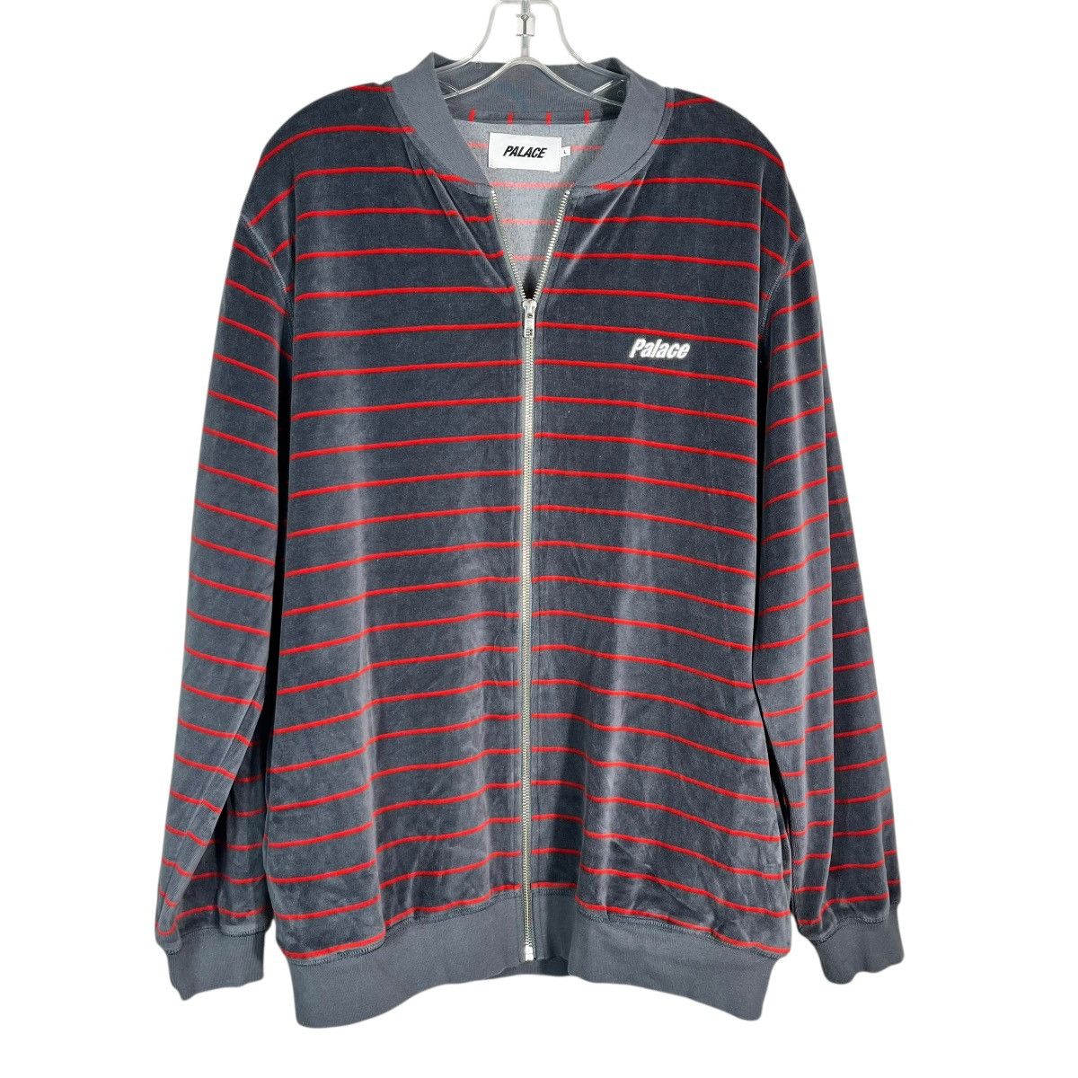 Palace Palace Skateboards Velour Bomber Gray Striped Velvet Jacket Size US L / EU 52-54 / 3 - 1 Thumbnail