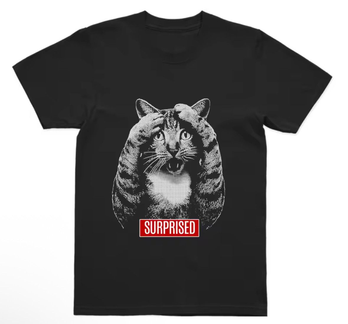 Other Streetwear Retro Shock Surprise Cat Print Soft T-Shirt Punk Size US XL / EU 56 / 4 - 1 Thumbnail
