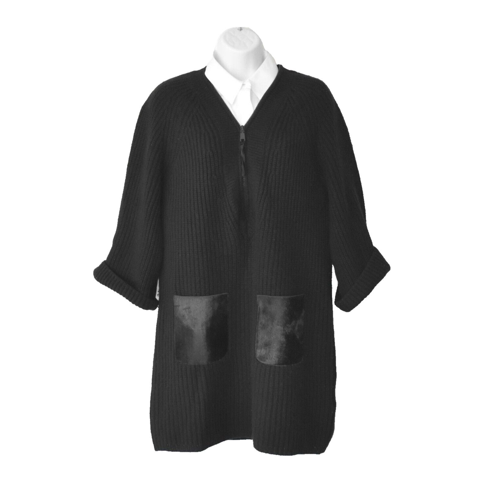 Elie Tahari ELIE TAHARI Wool/Cashmere Knit Dyed Calf Hair Sweater Sz M Size M / US 6-8 / IT 42-44 - 2 Thumbnail