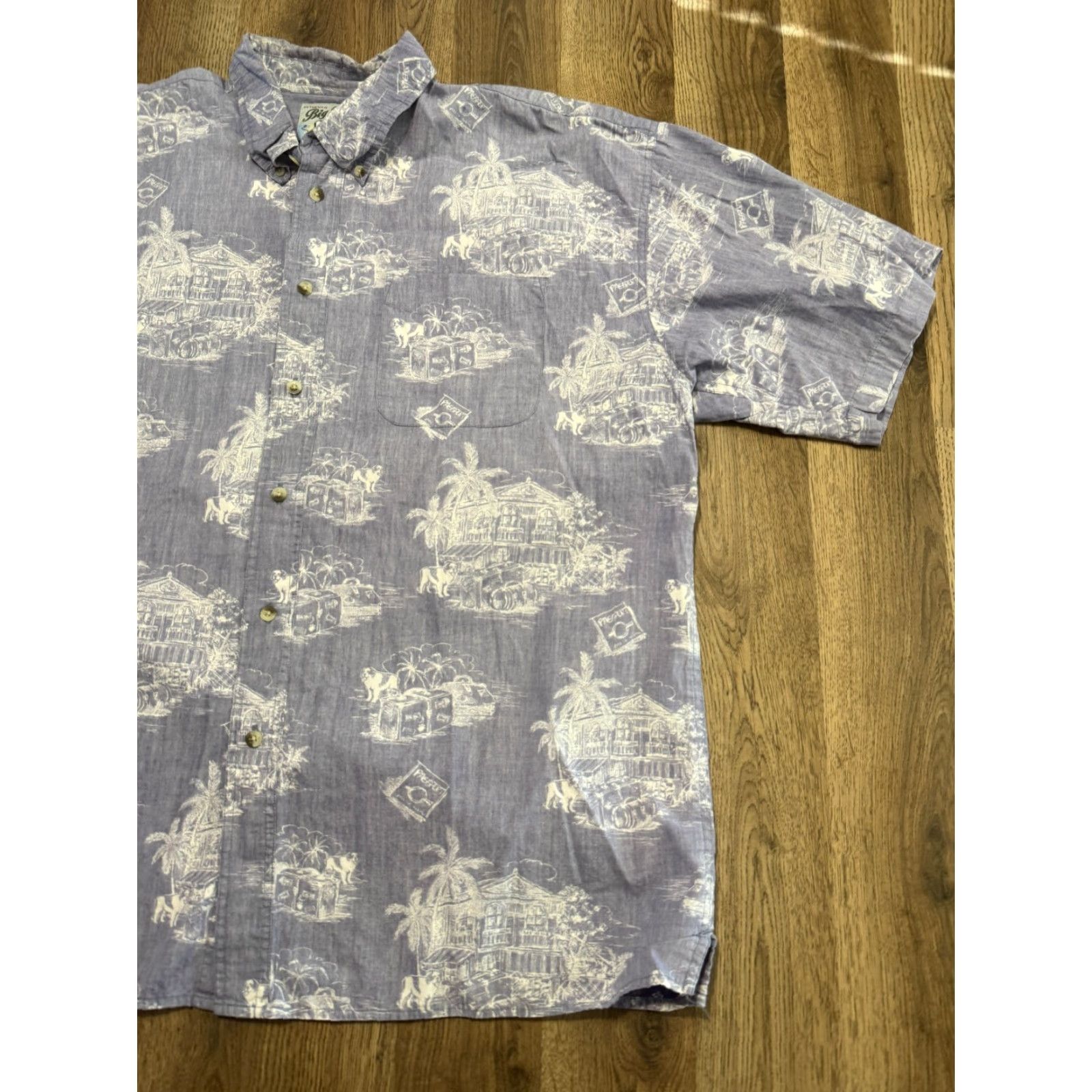 Big Dogs Big Dogs Shirt Men's XL Blue White Short Sleeve Button Up Hawaii Size US XL / EU 56 / 4 - 4 Thumbnail
