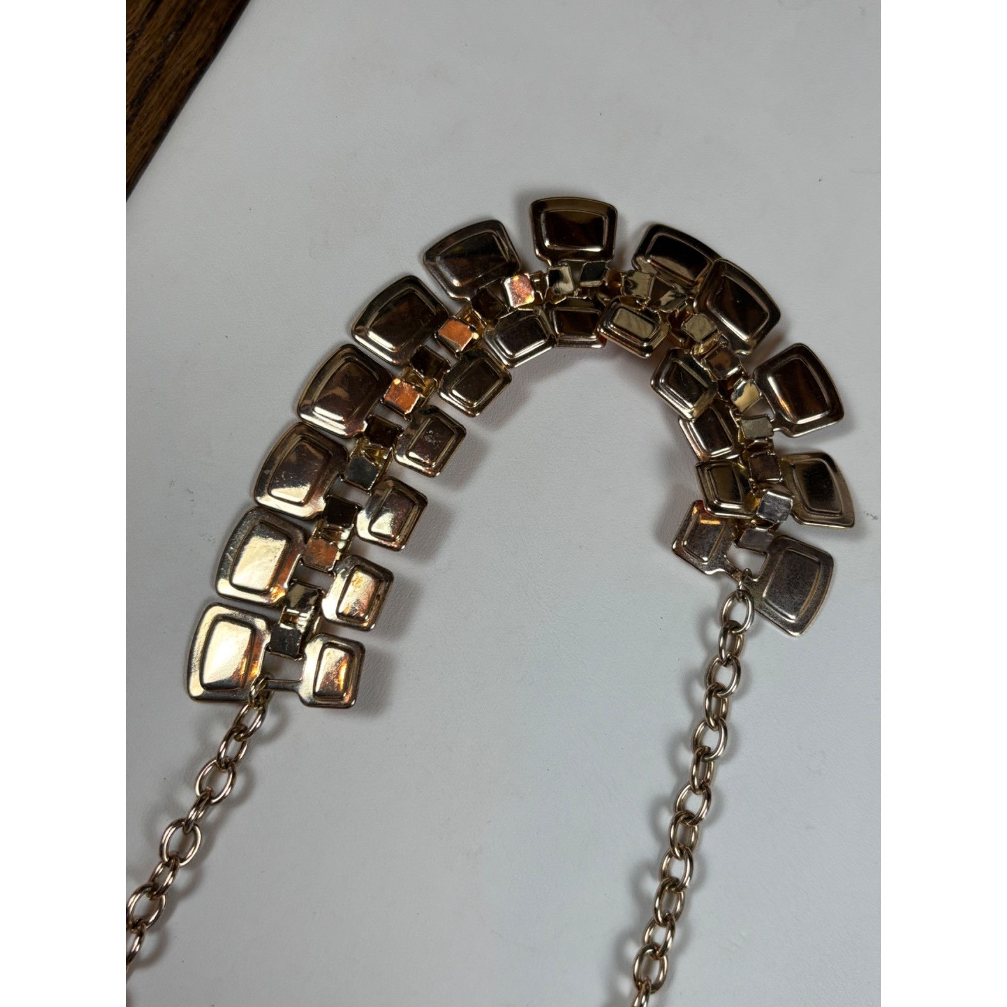 Other Orange & Blue Statement Necklace With Double Row Square Resi Size ONE SIZE - 5 Thumbnail