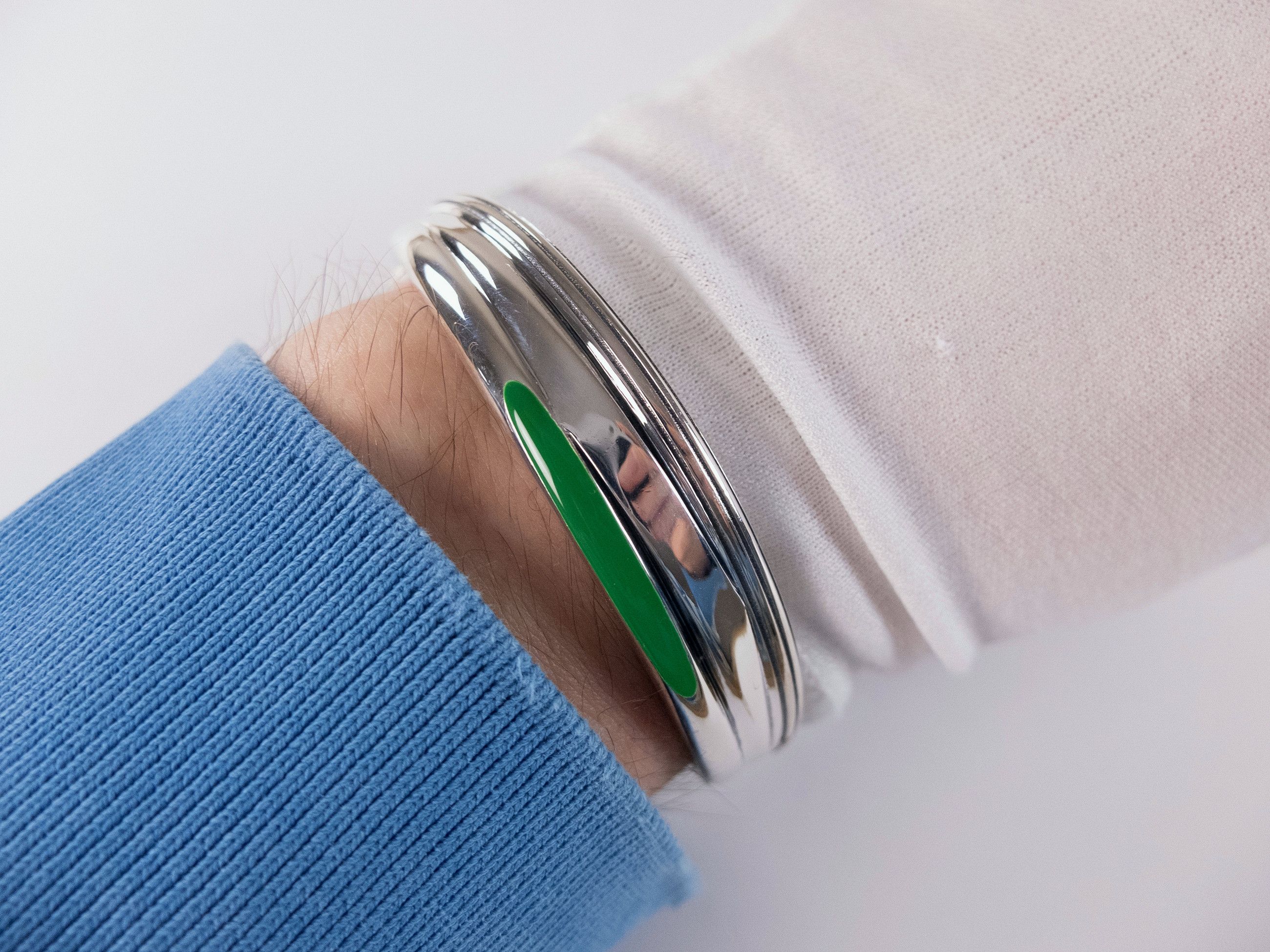 Bottega Veneta BOTTEGA VENETA Trio silver & green cuff bracelet Medium q Size ONE SIZE - 9 Thumbnail