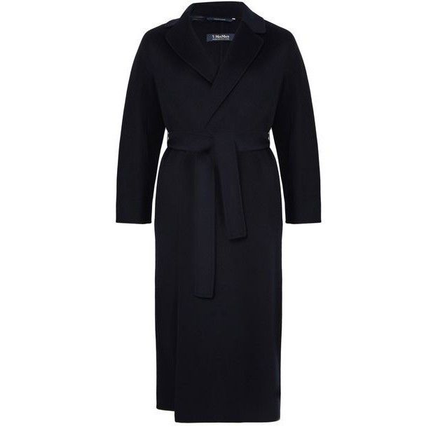 Max Mara MAX MARA Esturia Belted Black Wool Long Coat New & Authentic Size XS / US 0-2 / IT 36-38 - 1 Thumbnail