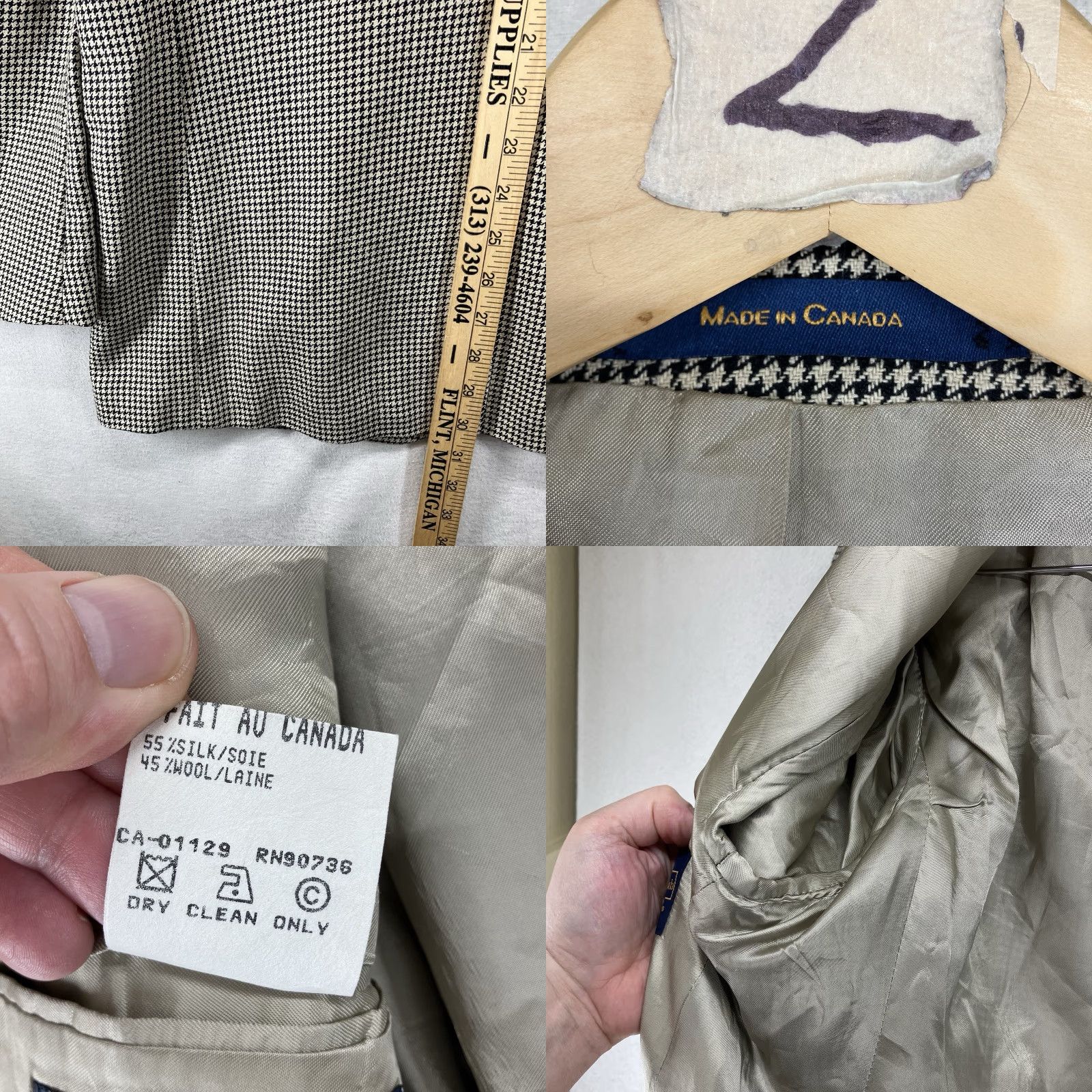 Ralph Lauren VINTAGE Ralph Lauren Polo University Club Blazer Men’s 39 Silk Wool Houndstooth Tan Single-Breasted 2-Button Notch Lapel College Preppy 90s Canada Men Size US L / EU 52-54 / 3 - 10 Thumbnail