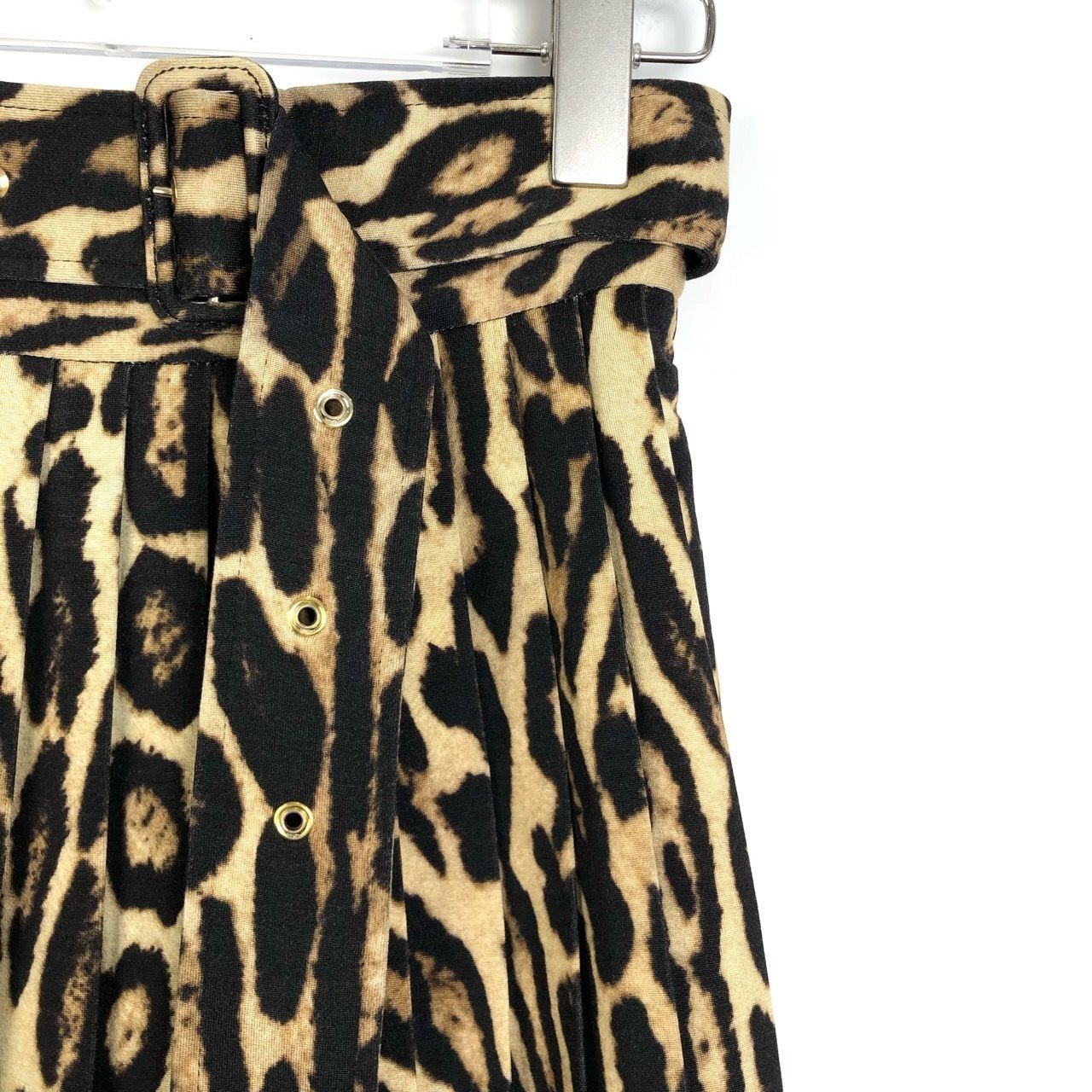Burberry [Burberry] Leopard Print Silk Pleated Skirt 34 Size 34" / US 12 / IT 48 - 5 Thumbnail