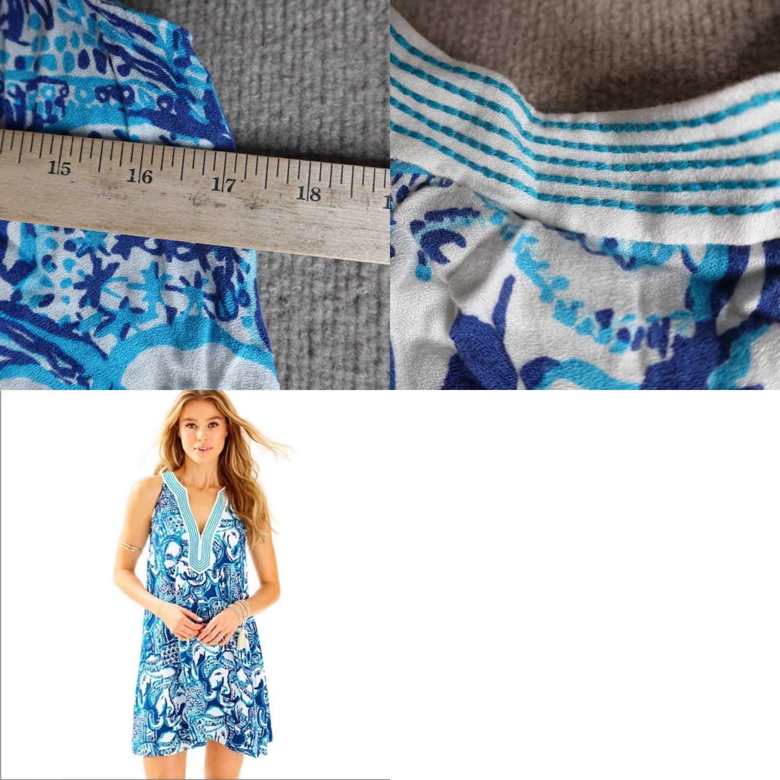 Lilly Pulitzer Lilly Pulitzer Dress Women's Medium Blue All Elephants Swing Achelle Size M / US 6-8 / IT 42-44 - 8 Thumbnail