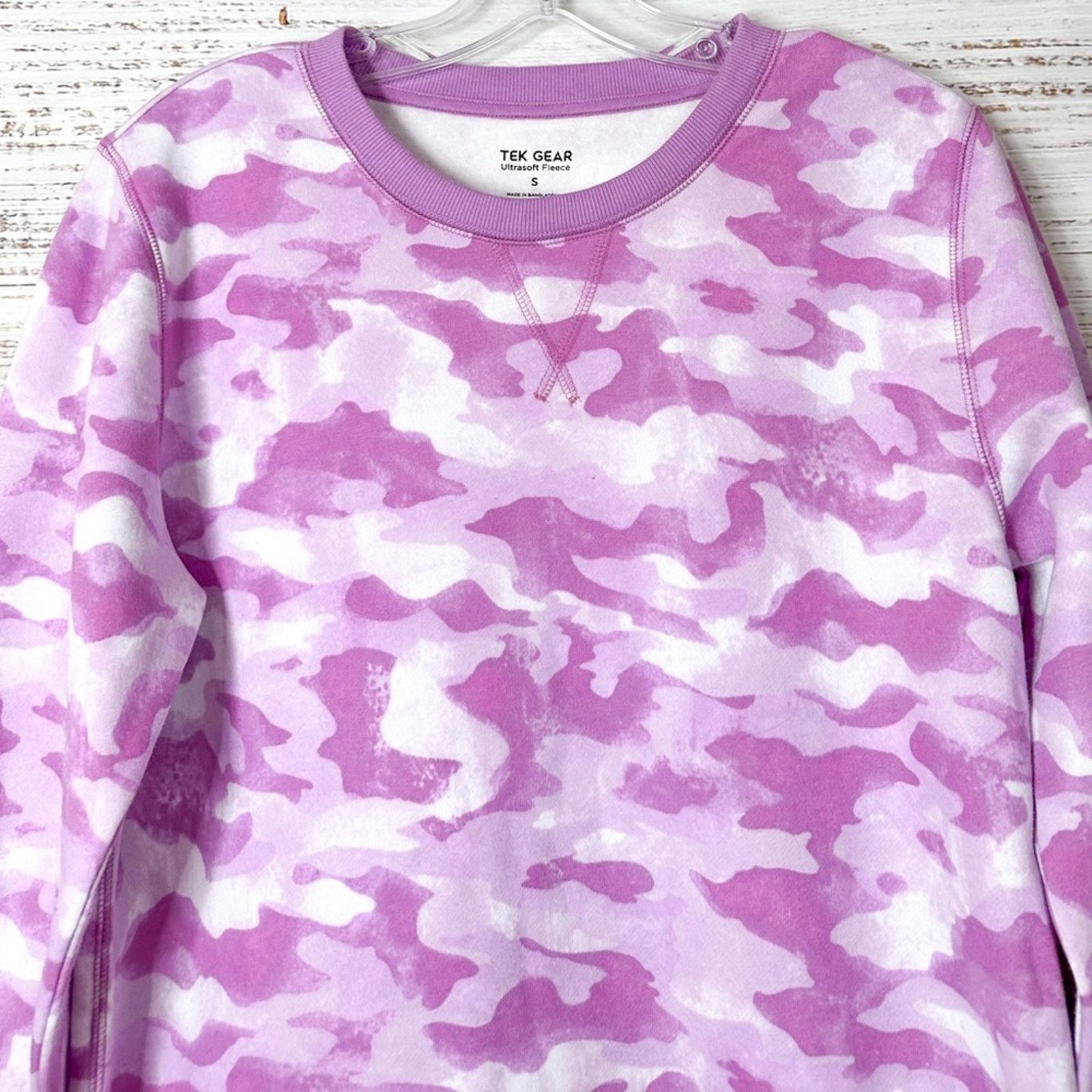 Tek Gear Tek Gear Fleece Pullover Sweatshirt Camo Purple, Size Small Size S / US 4 / IT 40 - 2 Thumbnail