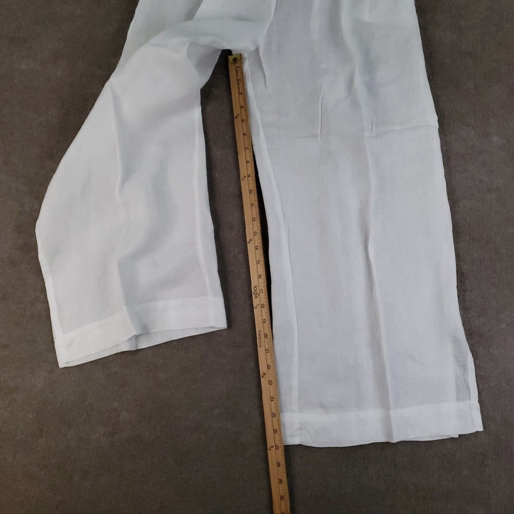 Vintage VINTAGE Wildflower Women's Wide Leg Pants Adult Large White Linen Casual Business Summer Spring Fall Hyperallergenic Womens Size 28" / US 6 / IT 42 - 2 Thumbnail