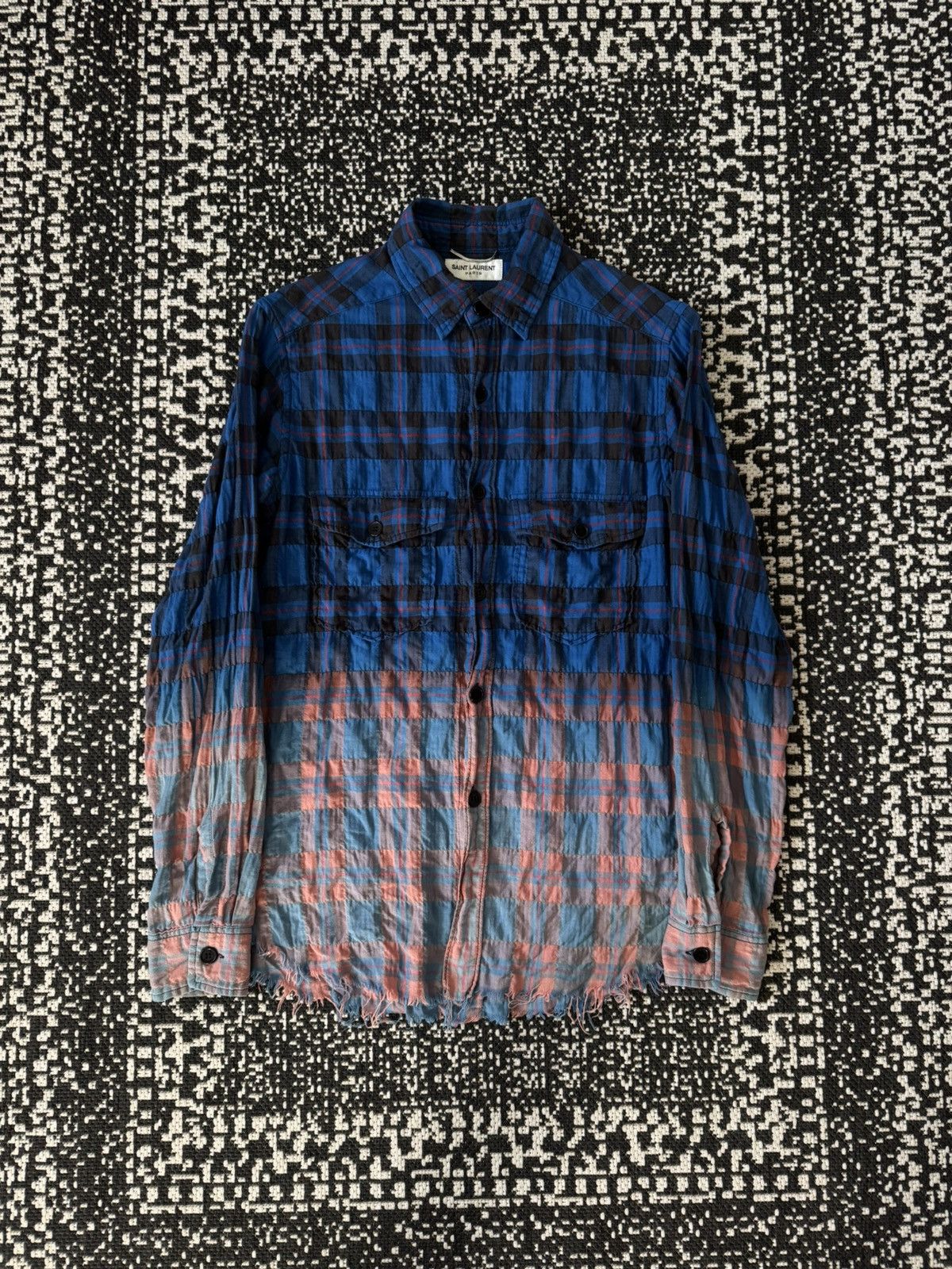 Saint Laurent SS16 Surf Bleached Flannel Shirt