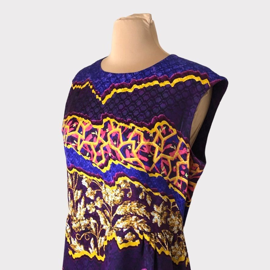 Peter Pilotto Peter Pilotto Sleeveless Dress 10 Silk Purple Gold Pink Abst Size L / US 10 / IT 46 - 4 Thumbnail