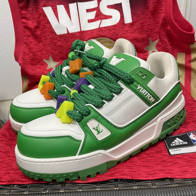 Louis Vuitton Louis Vuitton Trainer Maxi Stylish Sneakers in White Green 0079 Size US 10.5 / EU 43-44 - 1 Thumbnail