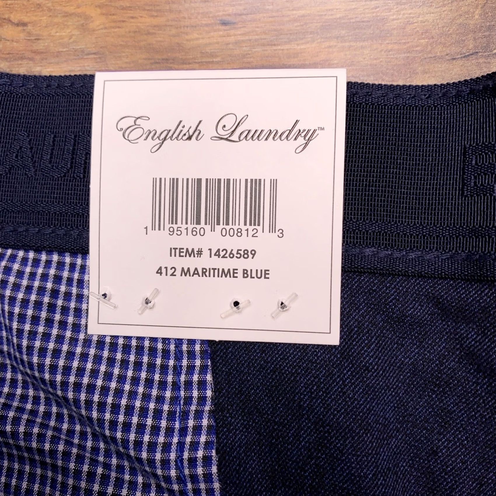 English Laundry Pants Mens Adult 40x30 Chino Stretch Flat Front Blue Maritime New, Men's — image 5 of 6