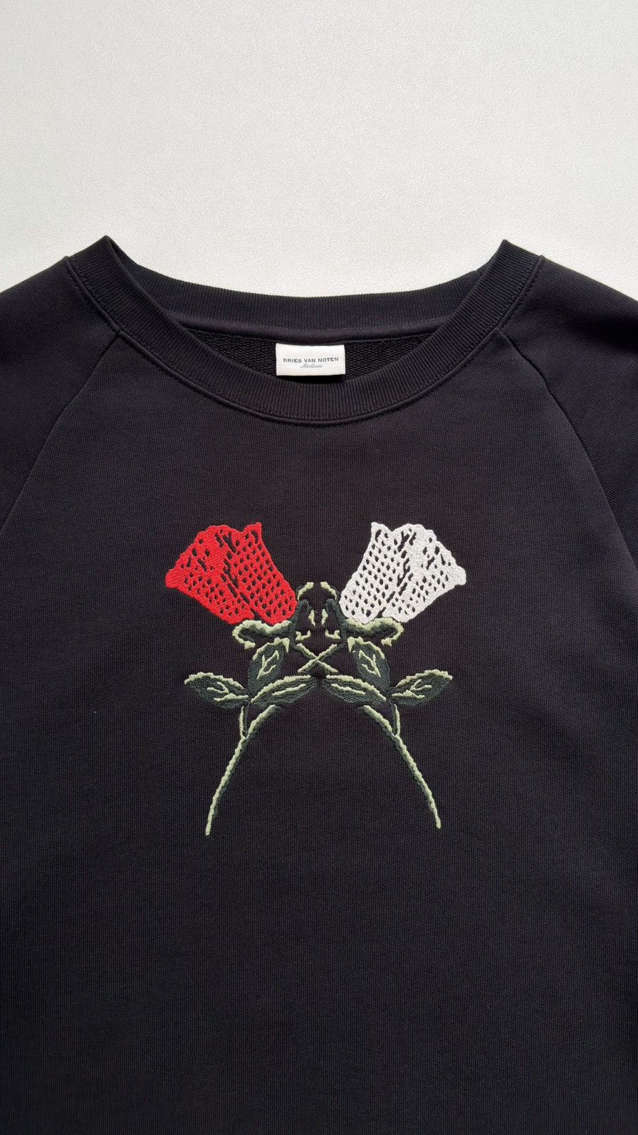 Dries Van Noten ‘Rose Embroidered’ Black Cotton Sweatshirt Size US M / EU 48-50 / 2 - 4 Thumbnail