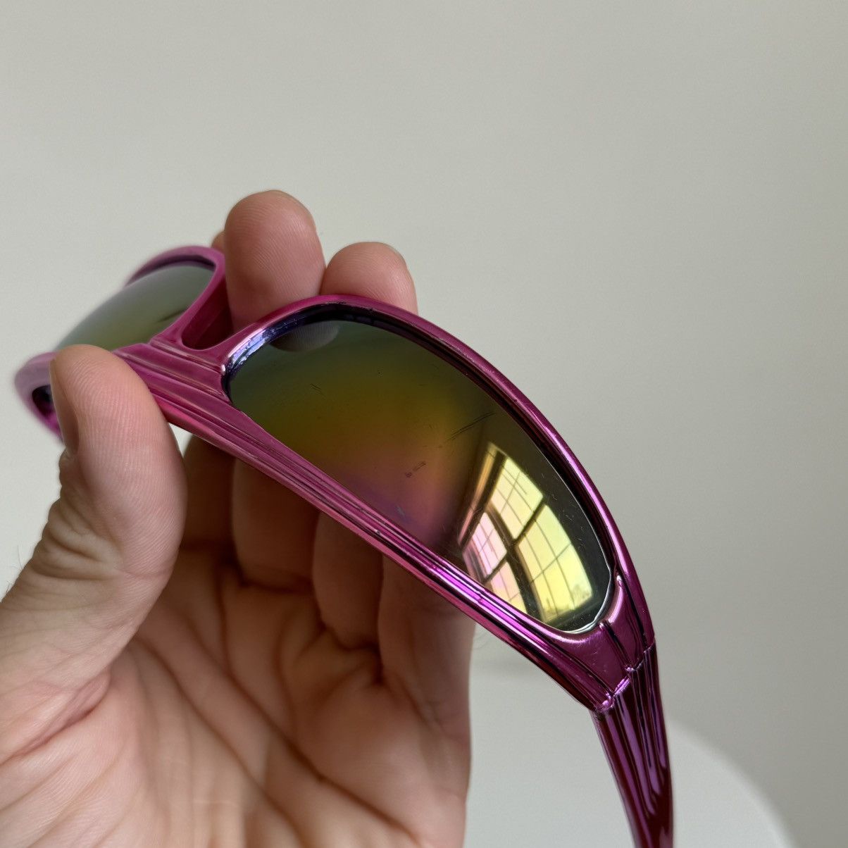 Vintage Y2K Shield Sunglasses Wrap Around Mirror Lens Futuristic Size ONE SIZE - 5 Thumbnail