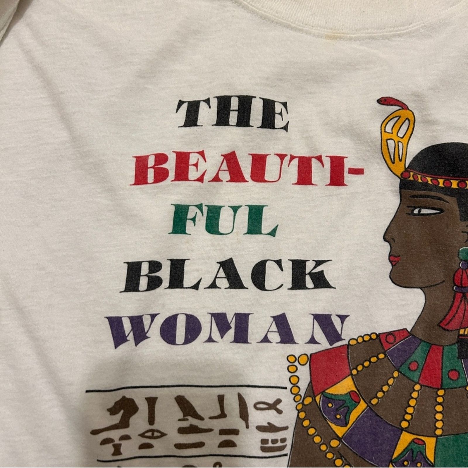 Vintage Rare 90s Vintage Beautiful Black Woman Nefertiti Graphic Tee Size M / US 6-8 / IT 42-44 - 9 Thumbnail