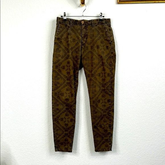 Scotch & Soda Scotch & Soda Brown Paisley Floral Diamond Flat Front Patter Size US 29 - 1 Thumbnail