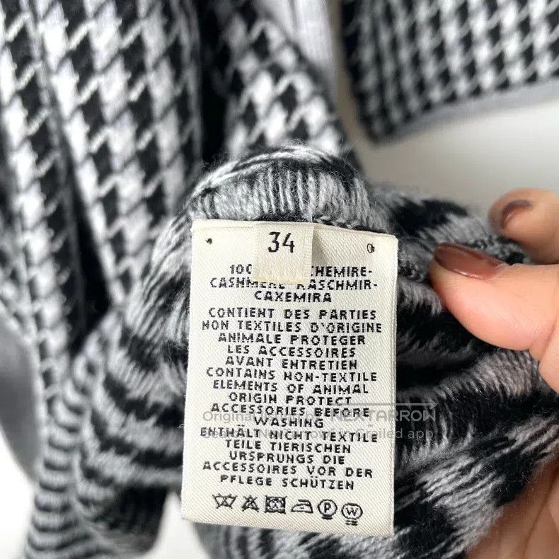 Hermes Hermes Gray houndstooth crewneck long-sleeve wool-knit dre Size XXS / US 00 / IT 34 - 6 Thumbnail
