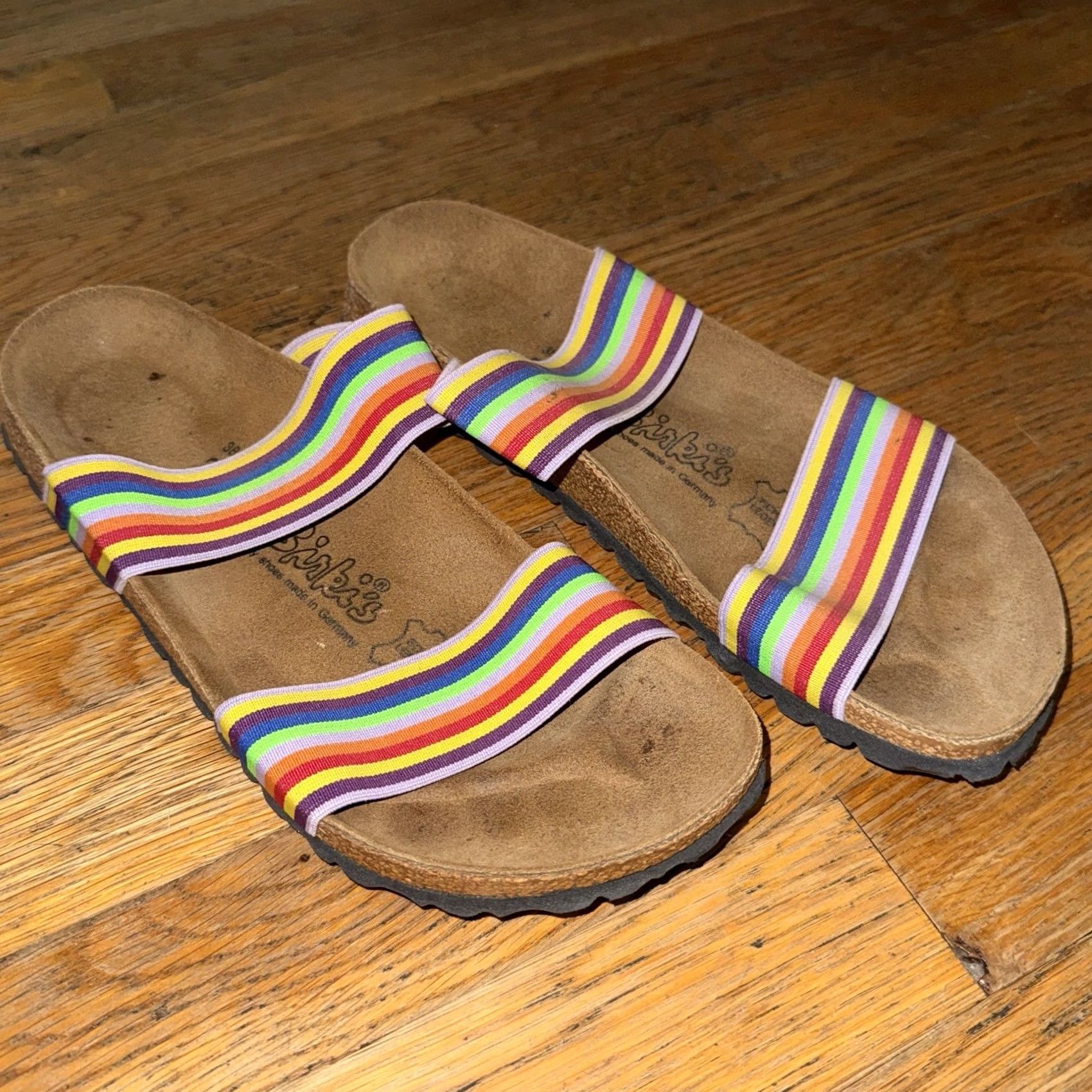 Birkenstock Birki’s Birkenstock Womens Sandal Curacao II Stretch Rainbow Slip On 7 Multicolor Striped Slip-On夏 Size US 7 / IT 37 - 2 Thumbnail