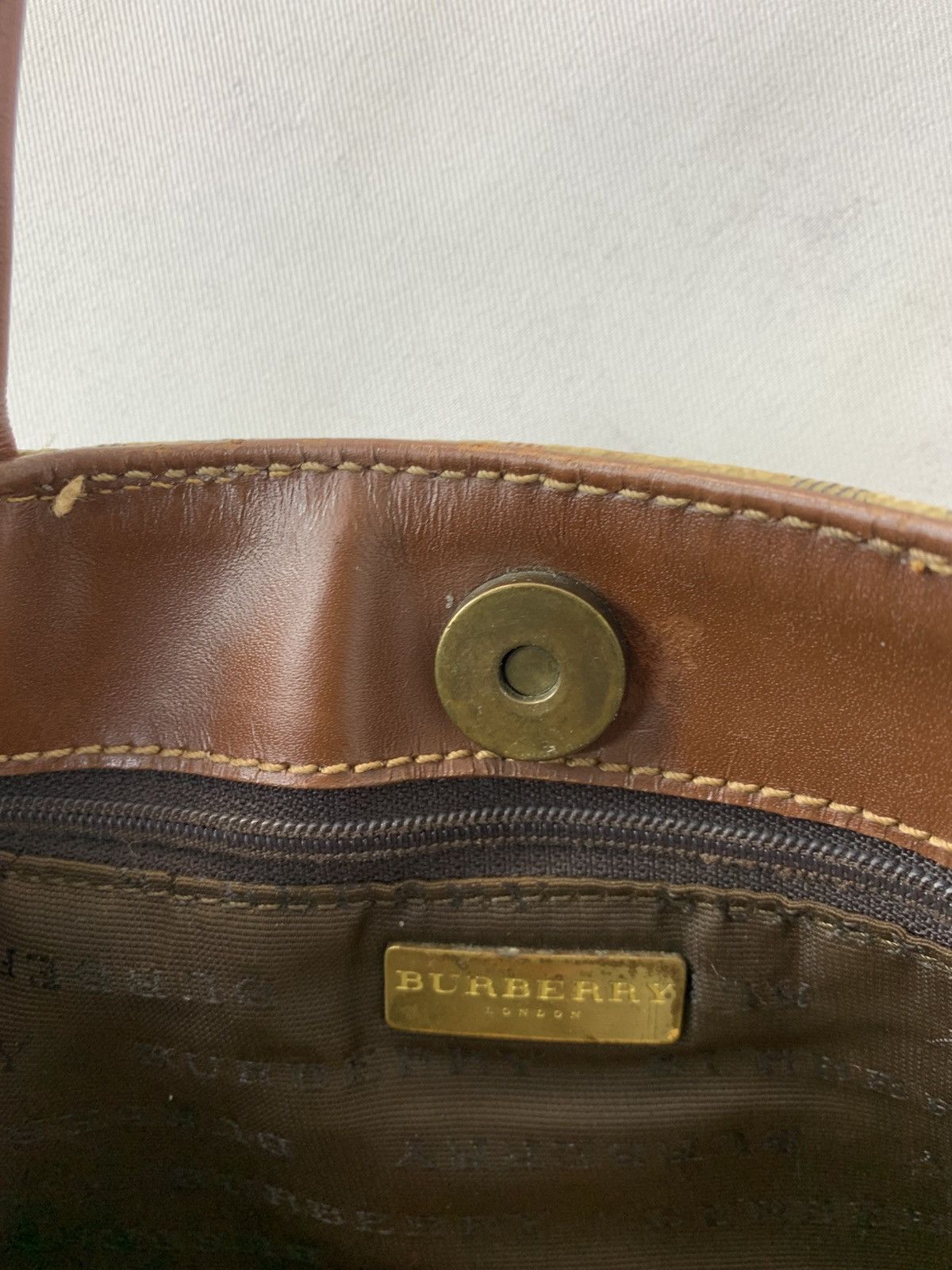 Burberry 90s Burberrys London Leather Tote Bag Nova Checked Monogram Size ONE SIZE - 10 Thumbnail