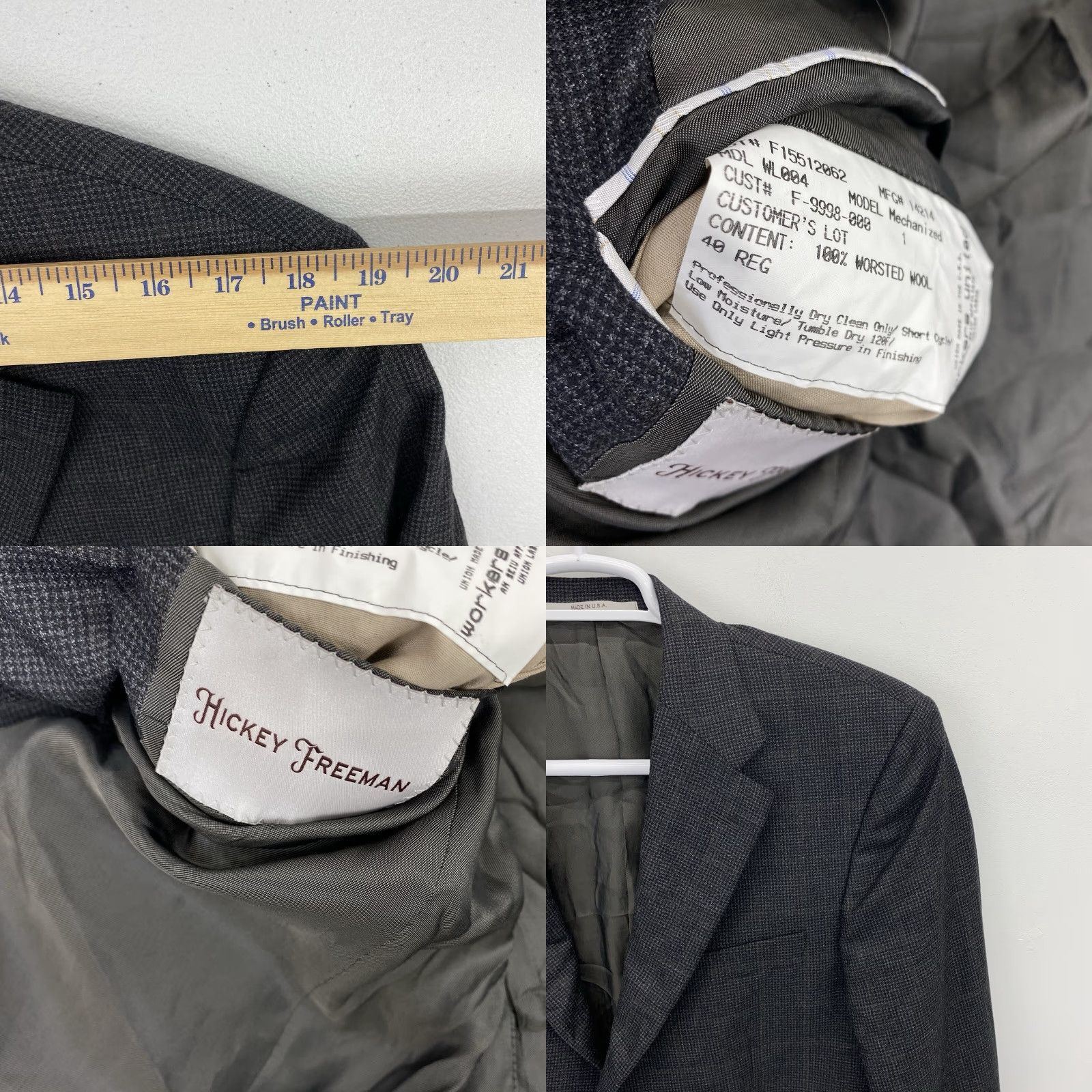 Vintage Hickey Freeman Blazer Men's Size 40R Wool Plaid Wool Notch Lapel 2-Button Single-Breasted Casual Jacket Coat Shirt Style Mens Size 40R - 8 Thumbnail