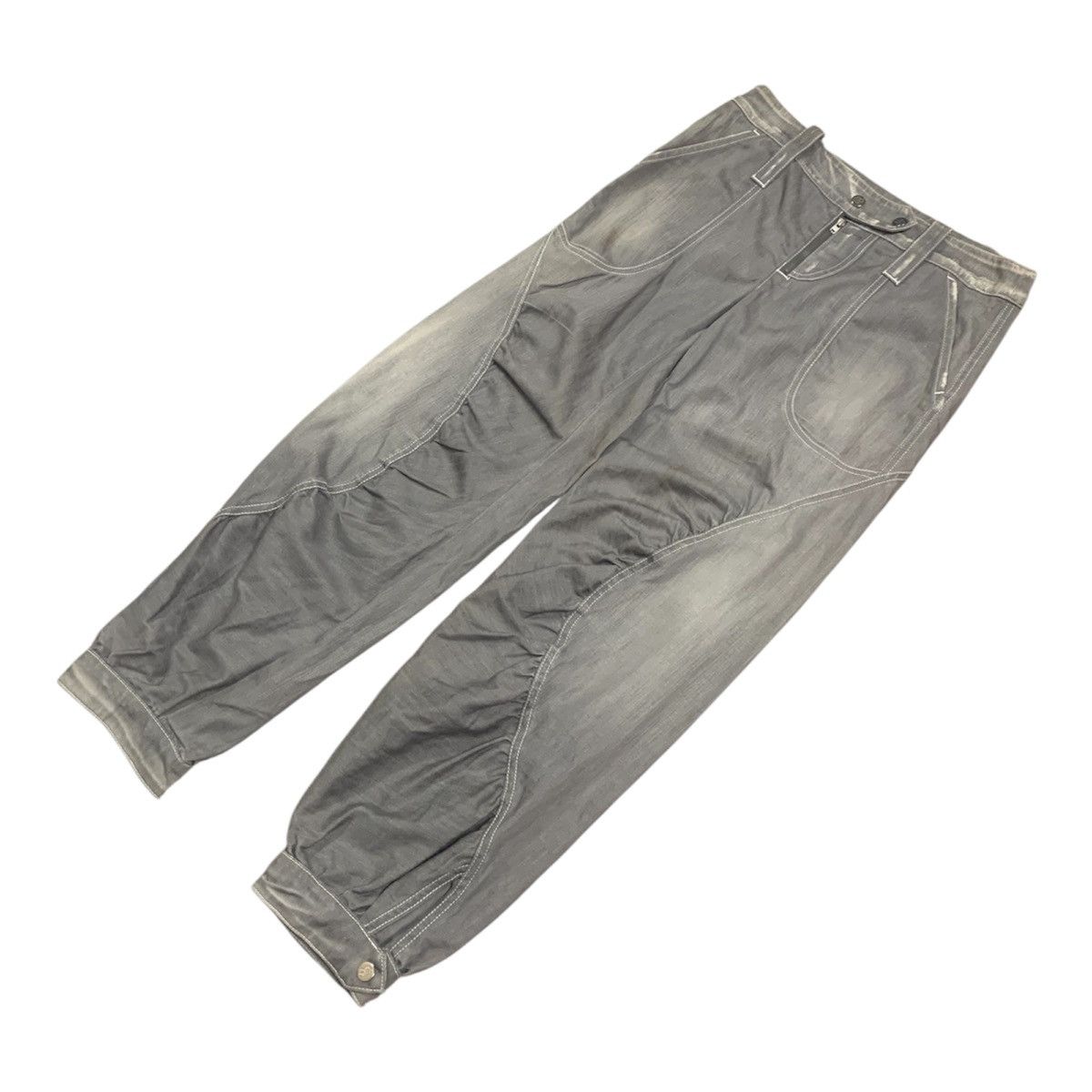 Emporio Armani Denim Balloon Leg Washed Trousers Size 28" / US 6 / IT 42 - 4 Thumbnail