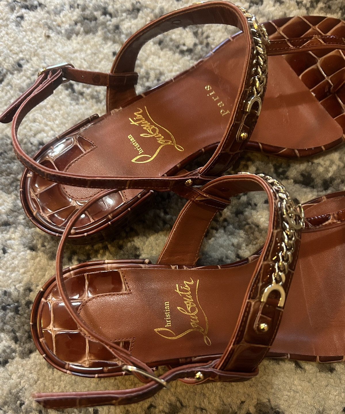 Christian Louboutin CHRISTIAN LOUBOUTIN MJ embellished croc-effect Sandal Size US 5 / IT 35 - 3 Thumbnail