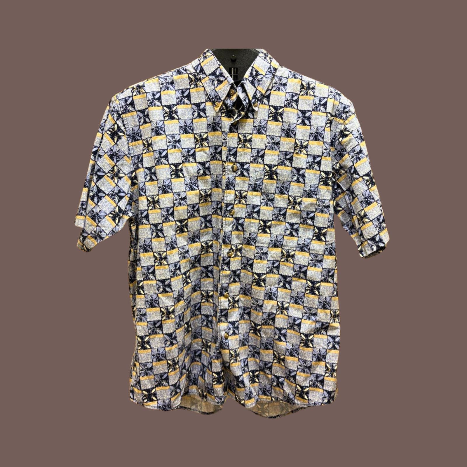 Vintage VTG Crossings Blue Geometric Short Sleeve Button-Up Shirt Size US M / EU 48-50 / 2 - 1 Thumbnail