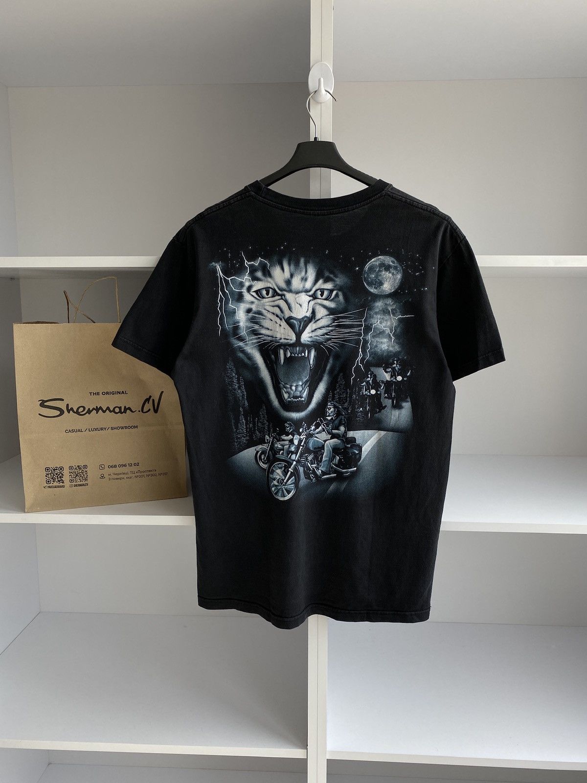 Harley Davidson × Vintage Harley Davidson tee 3D style moon night cat Size US M / EU 48-50 / 2 - 7 Thumbnail