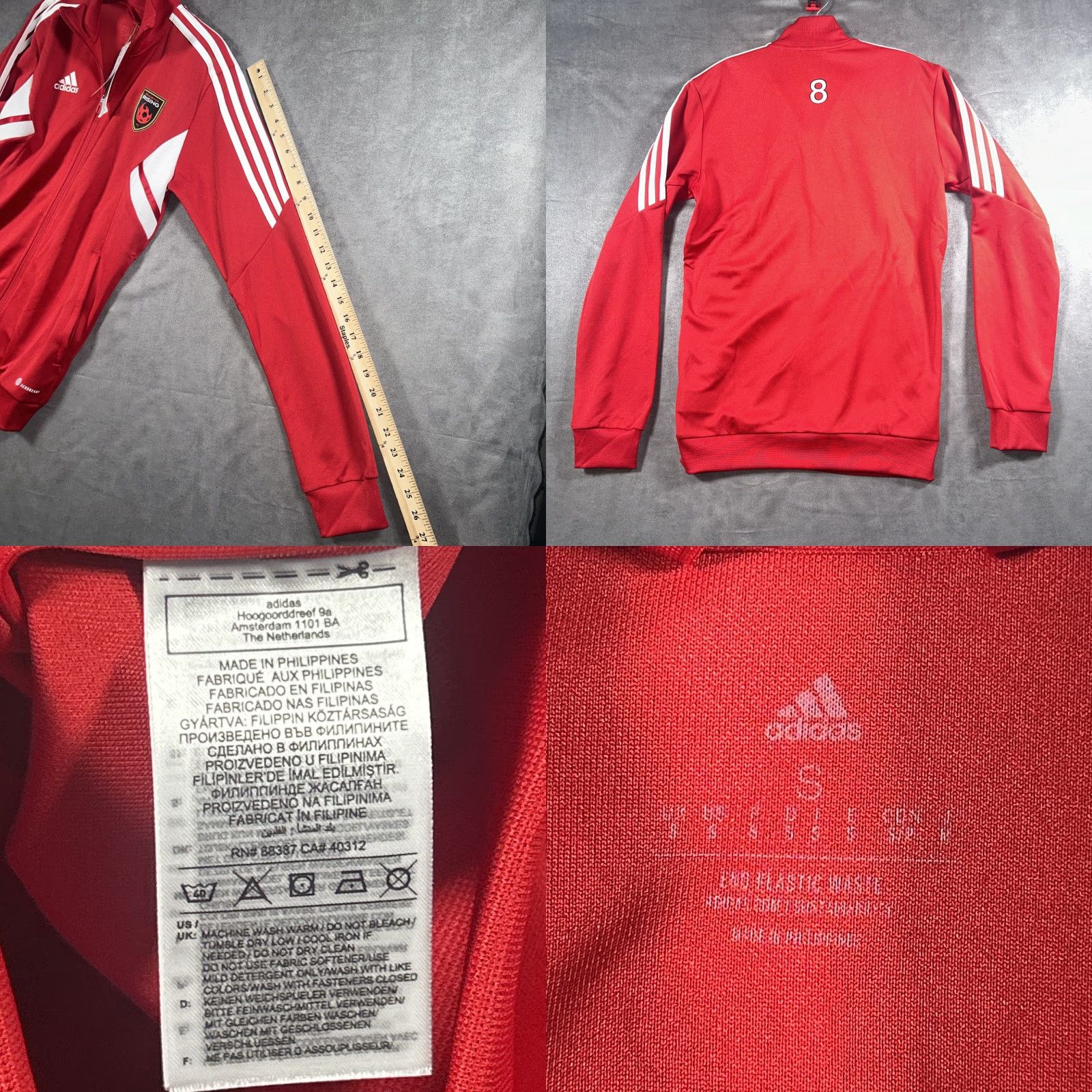 Adidas Phoenix Rising FC Adidas HA6250 #8 Soccer USL Full Zip Jacket Red Mens Small Size US S / EU 44-46 / 1 - 8 Thumbnail