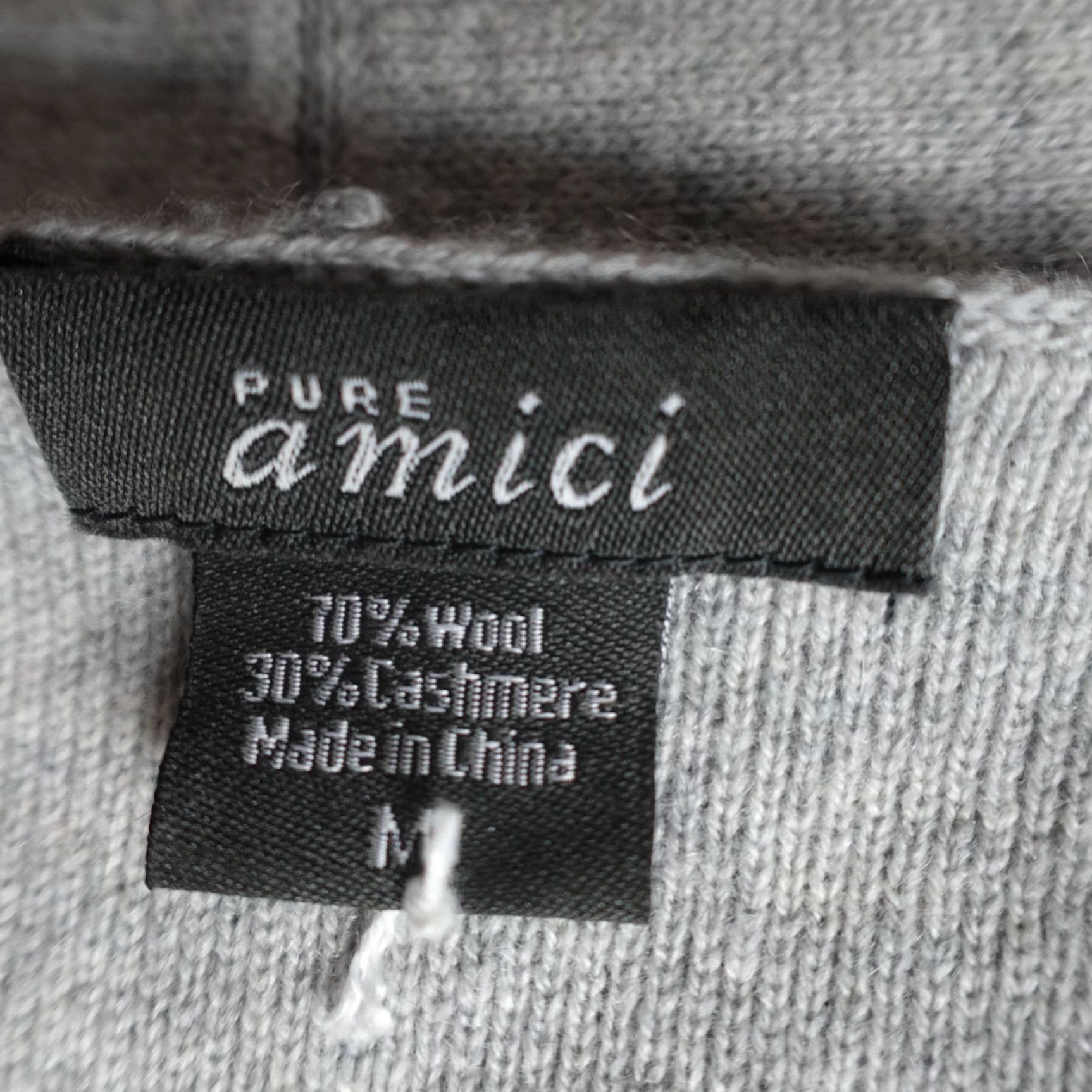 Vintage Amici Cardigan Sweater Womens M Gray Open Front 100% Cashmere Pullover Regular Knit Time: Winter Fall Spring 3-4 Size UK? Size M / US 6-8 / IT 42-44 - 2 Thumbnail