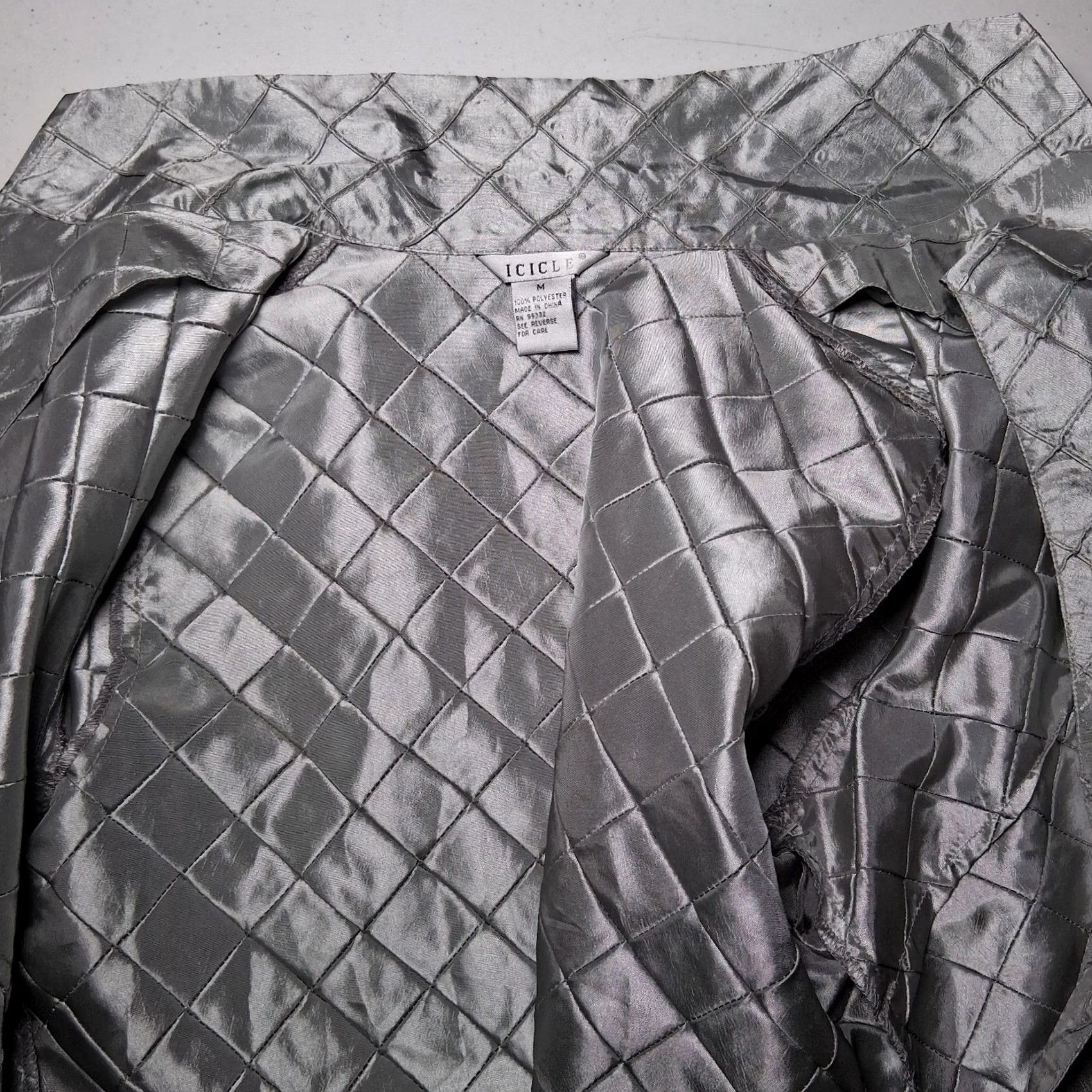 Vintage Icicle Blouse M Silver Rhinestone Button Long Sleeve Wedding Party Mermaid Size M / US 6-8 / IT 42-44 - 7 Thumbnail