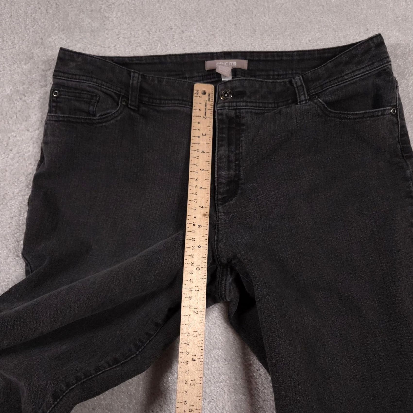 Vintage Chico's Jeans Womens 2.5 Short Black Wash Skinny Denim 5 Pocket Stretch Mid Rise Size 24" / US 00 / IT 34 - 7 Thumbnail