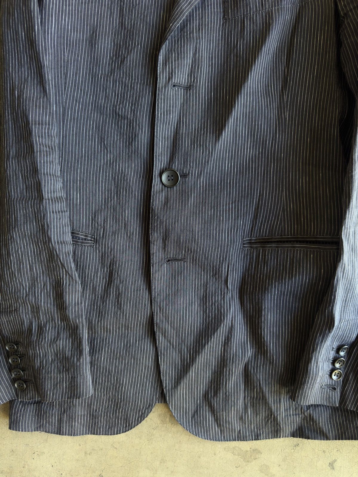 Giorgio Armani Giorgio Armani Black Label Striped Linen & Silk Jacket Size 38R - 6 Thumbnail