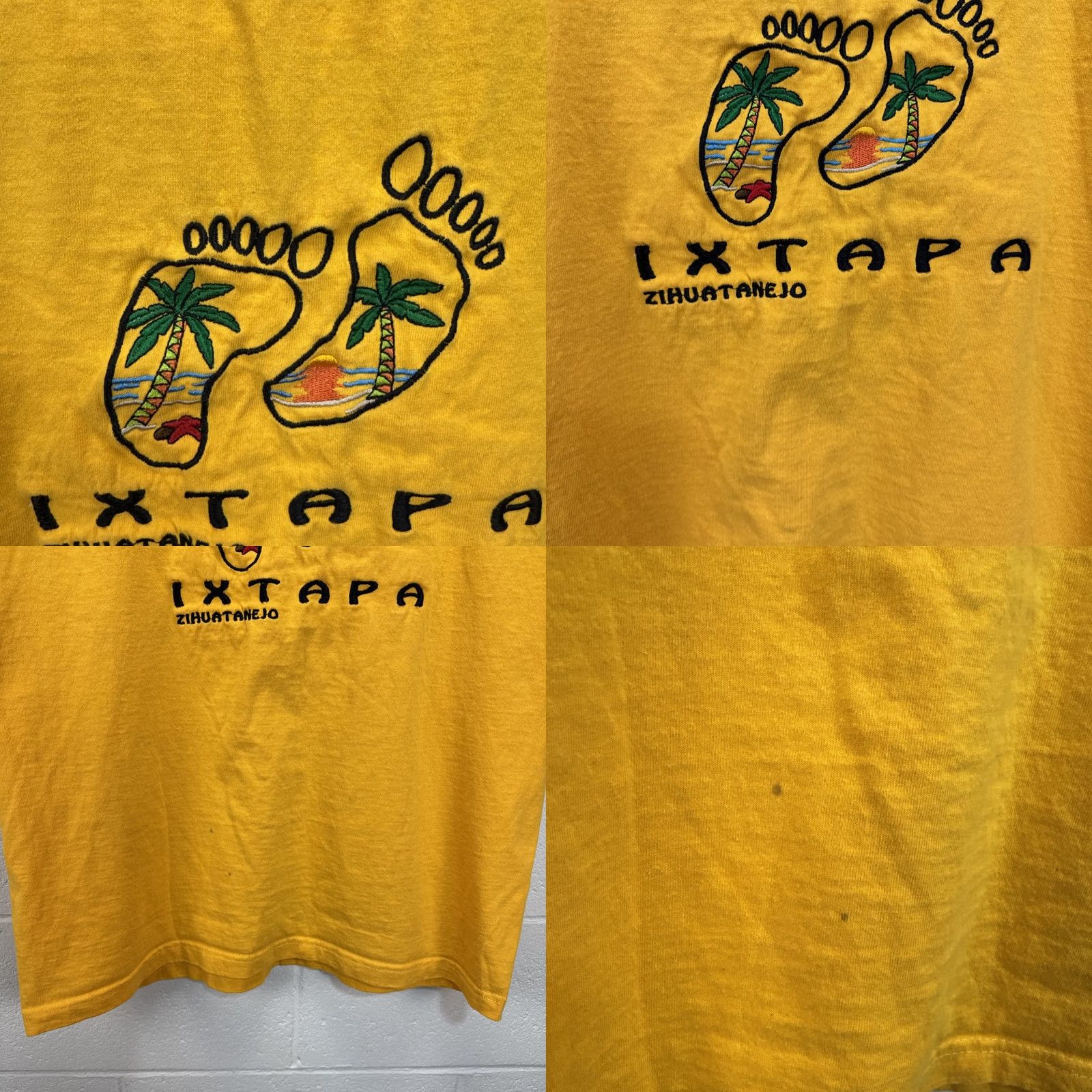 Vintage Vintage Ixtapa Zihuatancja Mexico Embroidered Destination XL Yellow T Shirt Size US XL / EU 56 / 4 - 8 Thumbnail