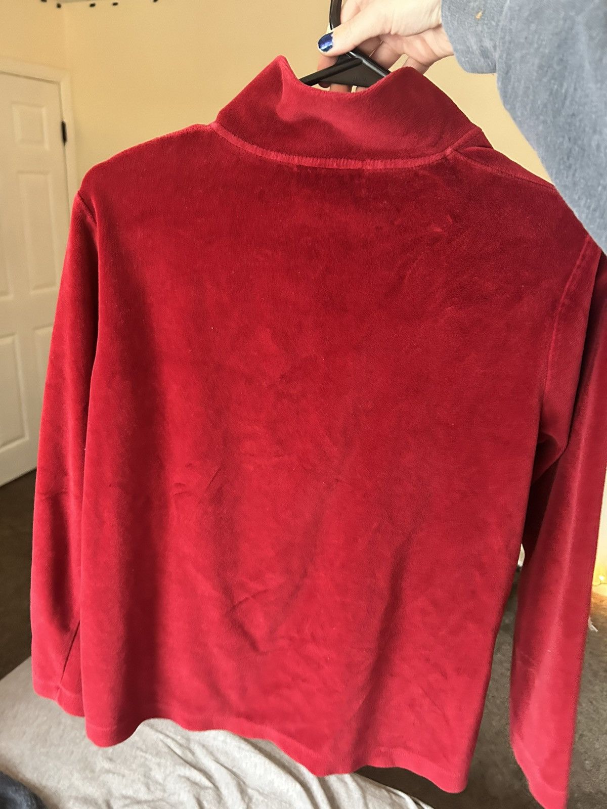 Lauren Ralph Lauren Vintage Lauren Ralph Lauren Red Velour QuarterZip Crest Logo Size S / US 4 / IT 40 - 4 Thumbnail