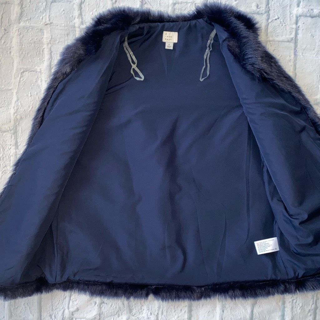 Other A New Day women S open front sleeveless faux fur jacket navy Size S / US 4 / IT 40 - 7 Thumbnail