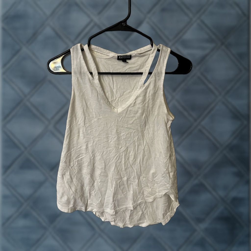 Express VINTAGE Express Women's Tank Top XS Casual Sleeveless Cotton Modal Spandex White Basic Size XS / US 0-2 / IT 36-38 - 1 Thumbnail
