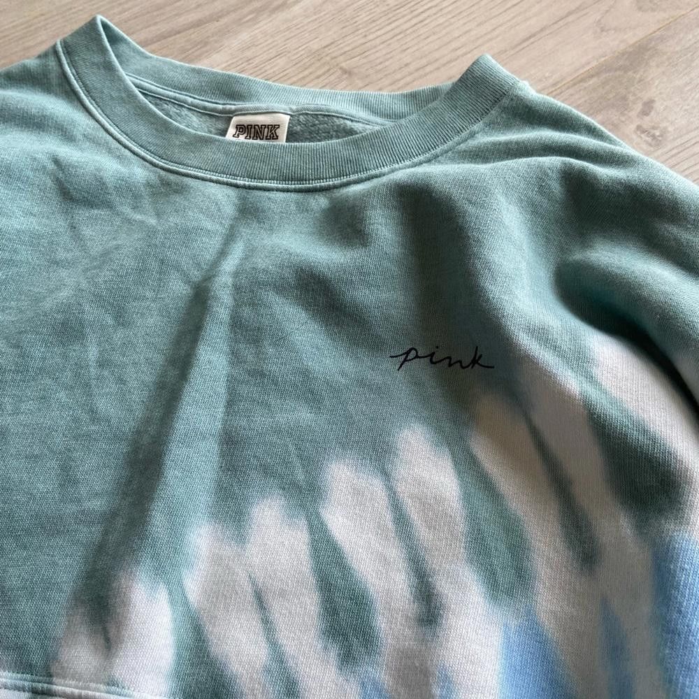 Designer Victoria's Secret Green Blue Tie Dye Pullover Crew Sweater Size M / US 6-8 / IT 42-44 - 3 Thumbnail