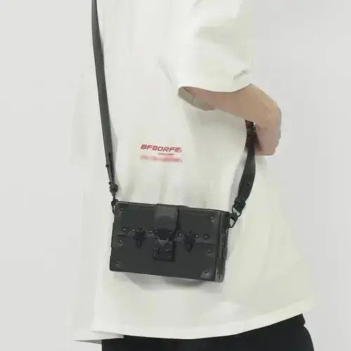 Free Style Box Shape Shoulder Bag in Black, Men's