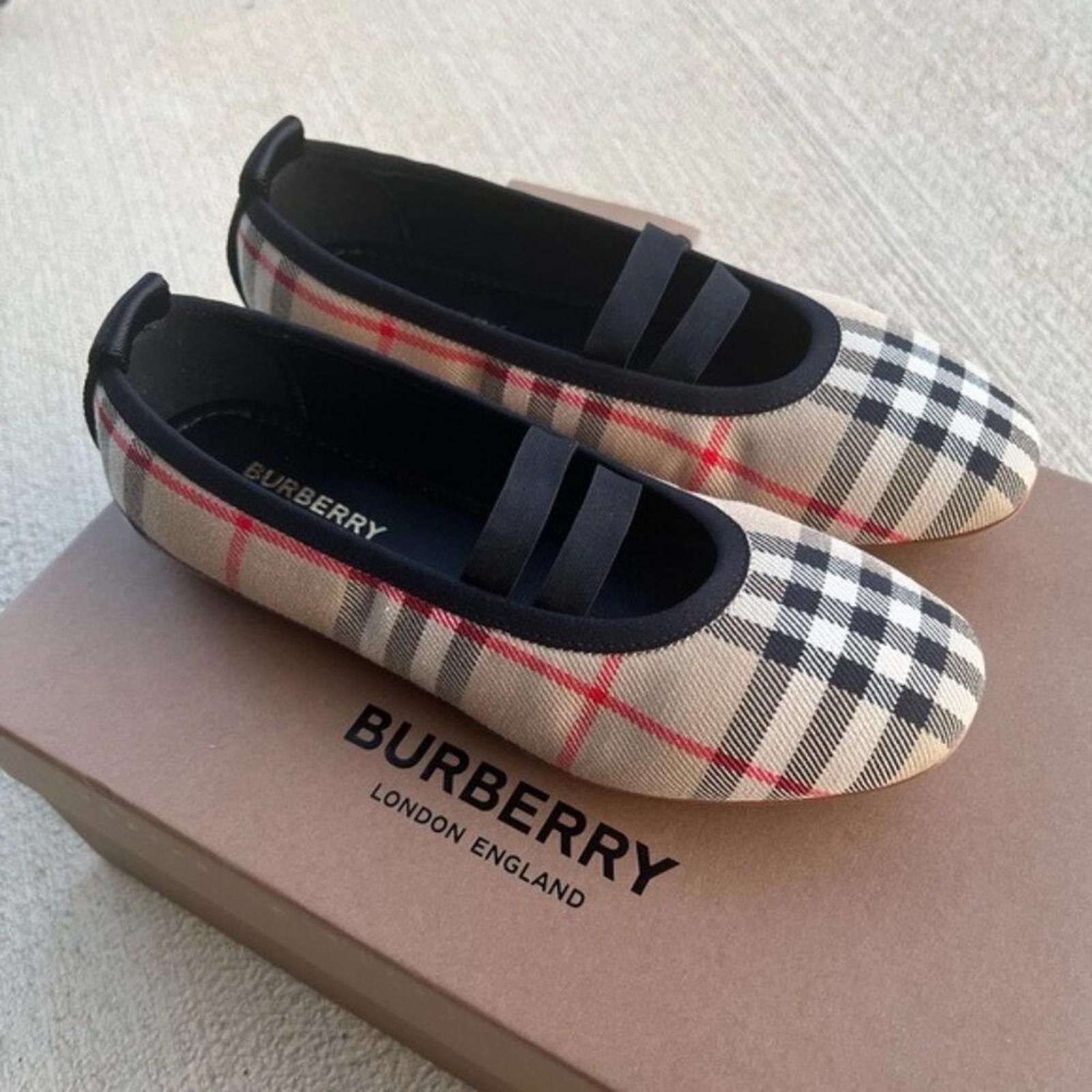 Burberry Logo-Detail Check Ballerina Shoes Size EU 35 UK