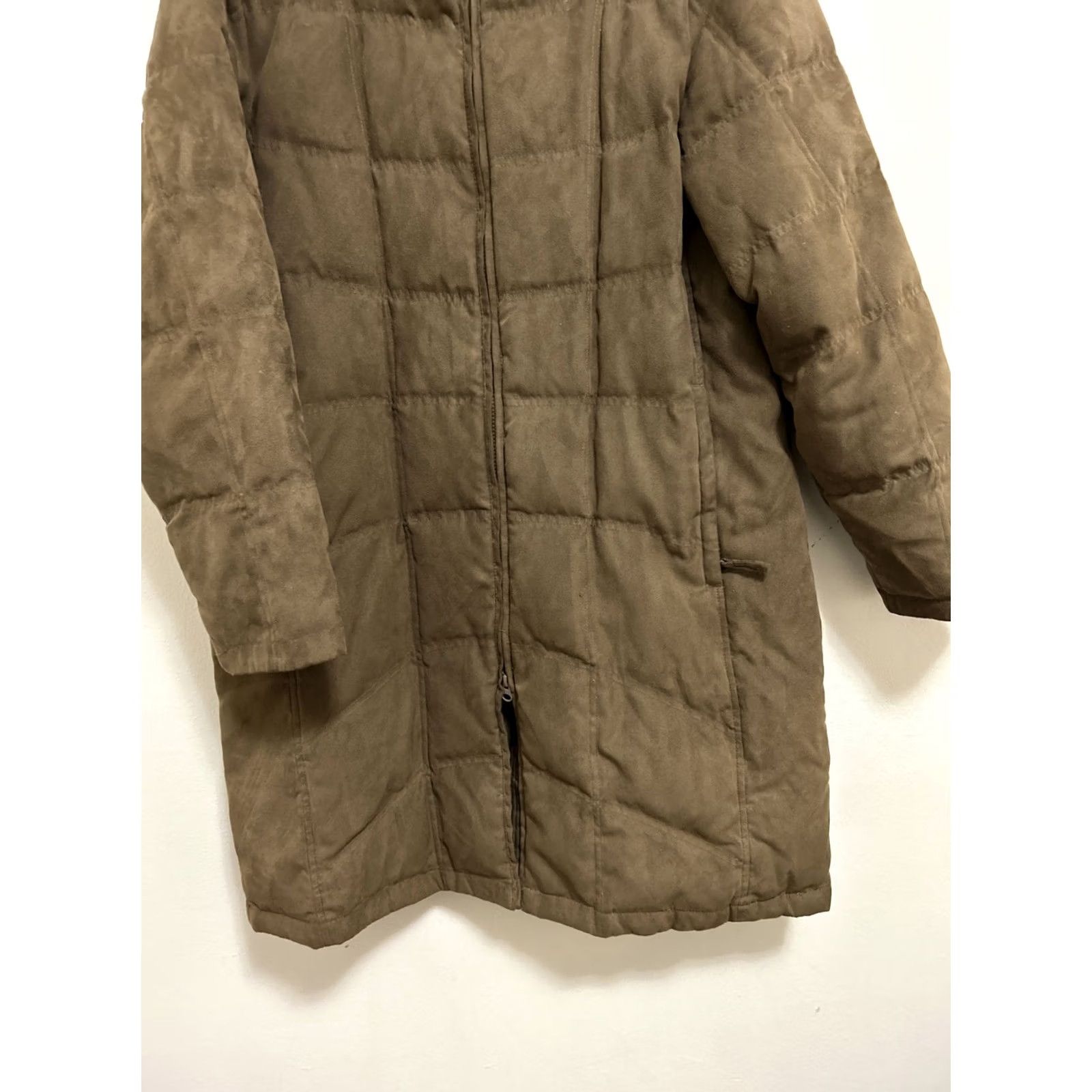 Vintage LL Bean Jacket Womens L Brown Puffer Long Coat Suede Parka Goose Down Fur YKK Size L / US 10 / IT 46 - 3 Thumbnail