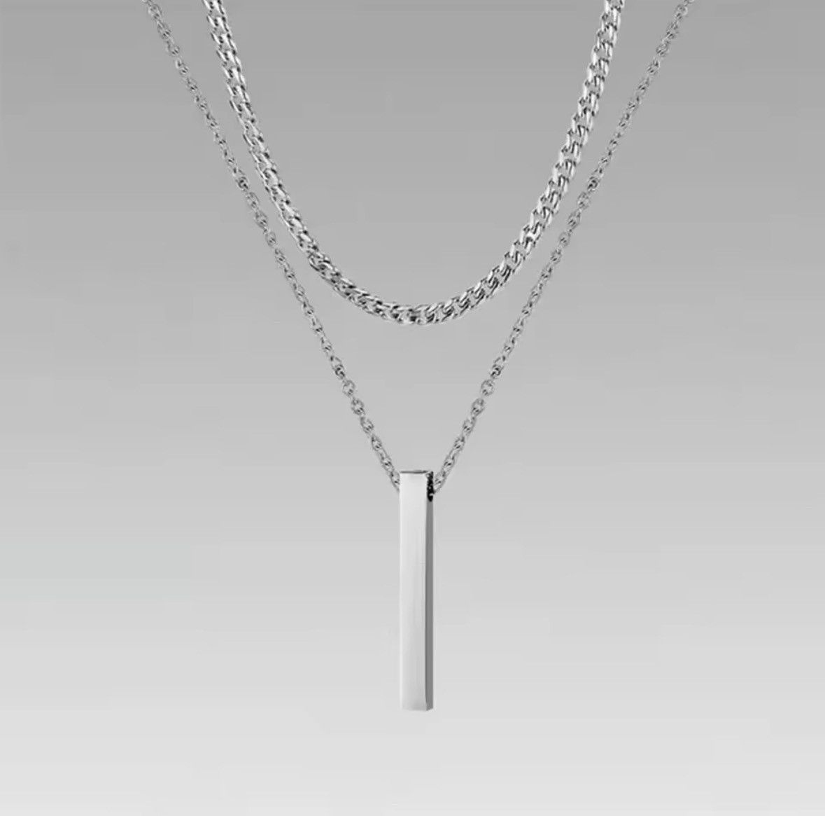 Jewelry Necklace Geometry Stainless Steel Cuban Necklace Size ONE SIZE - 2 Thumbnail