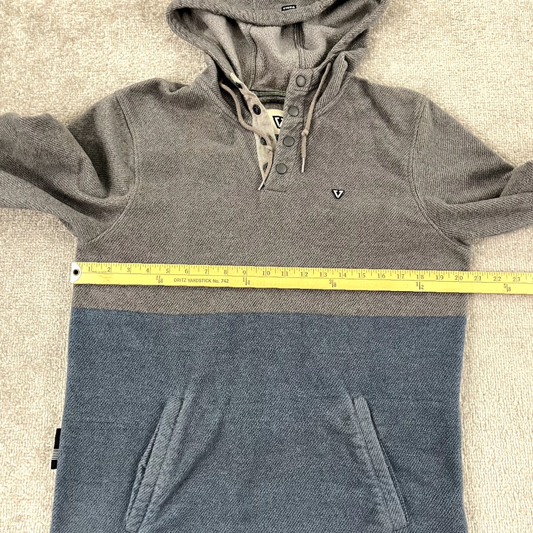 Vissla VISSLA Jacket Mens M Gray Blue Eco-ZY Henley Hooded Kangaroo Popover Beach Size US M / EU 48-50 / 2 - 7 Thumbnail