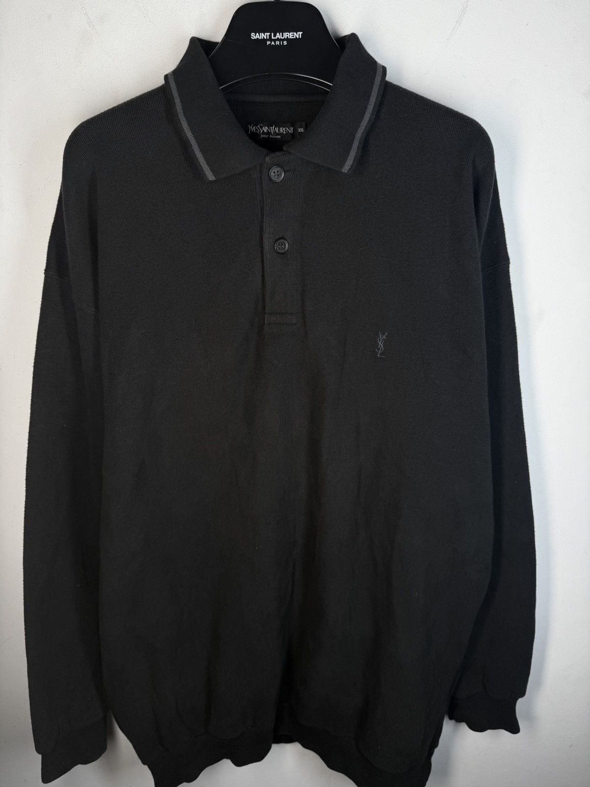 Yves Saint Laurent 90s YSL Sweatshirt 1/4 Black Vintage Quarter Zip Sweater Size US XXL / EU 58 / 5 - 3 Thumbnail